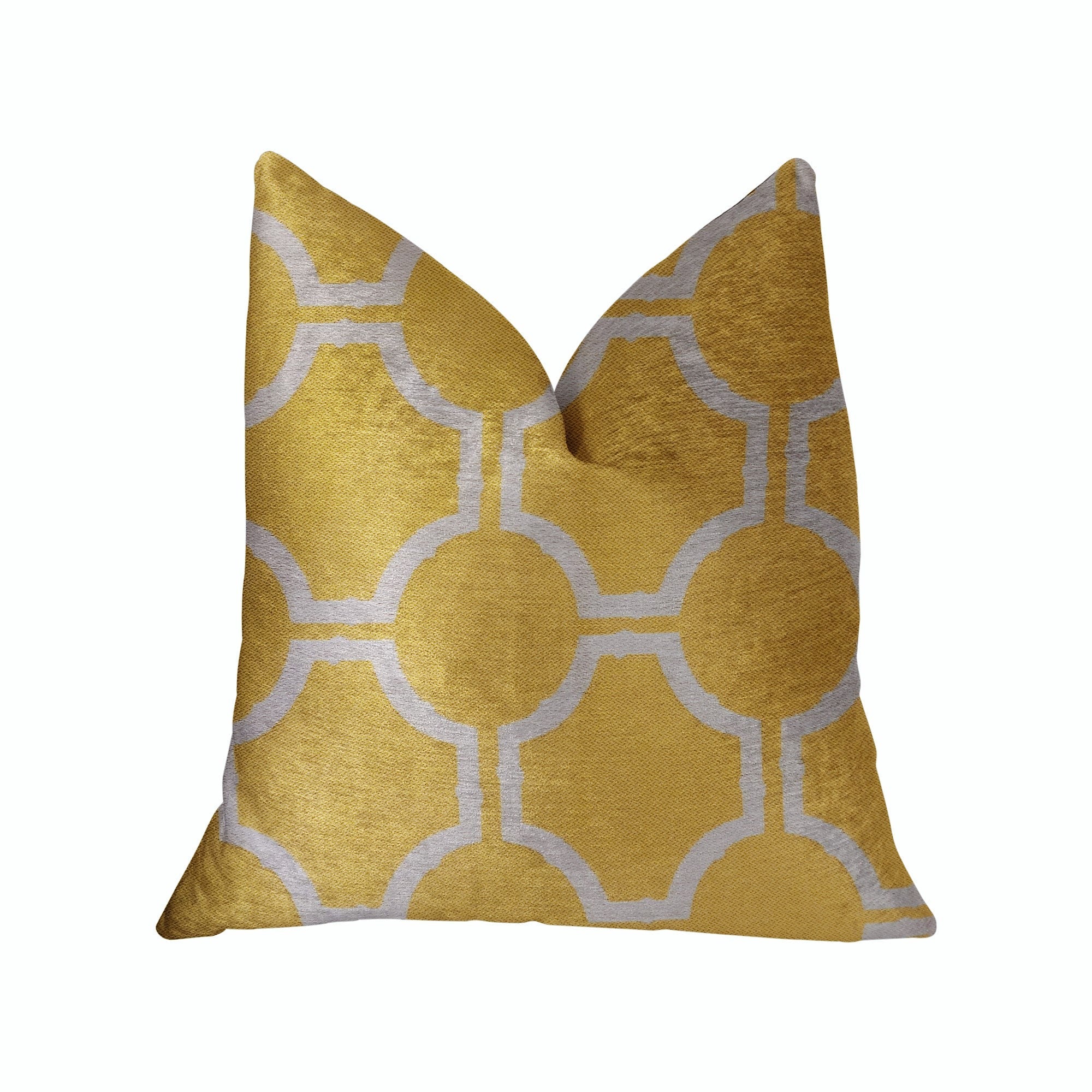 Honeycomb Yellow and Beige Luxury Throw Pillow-0