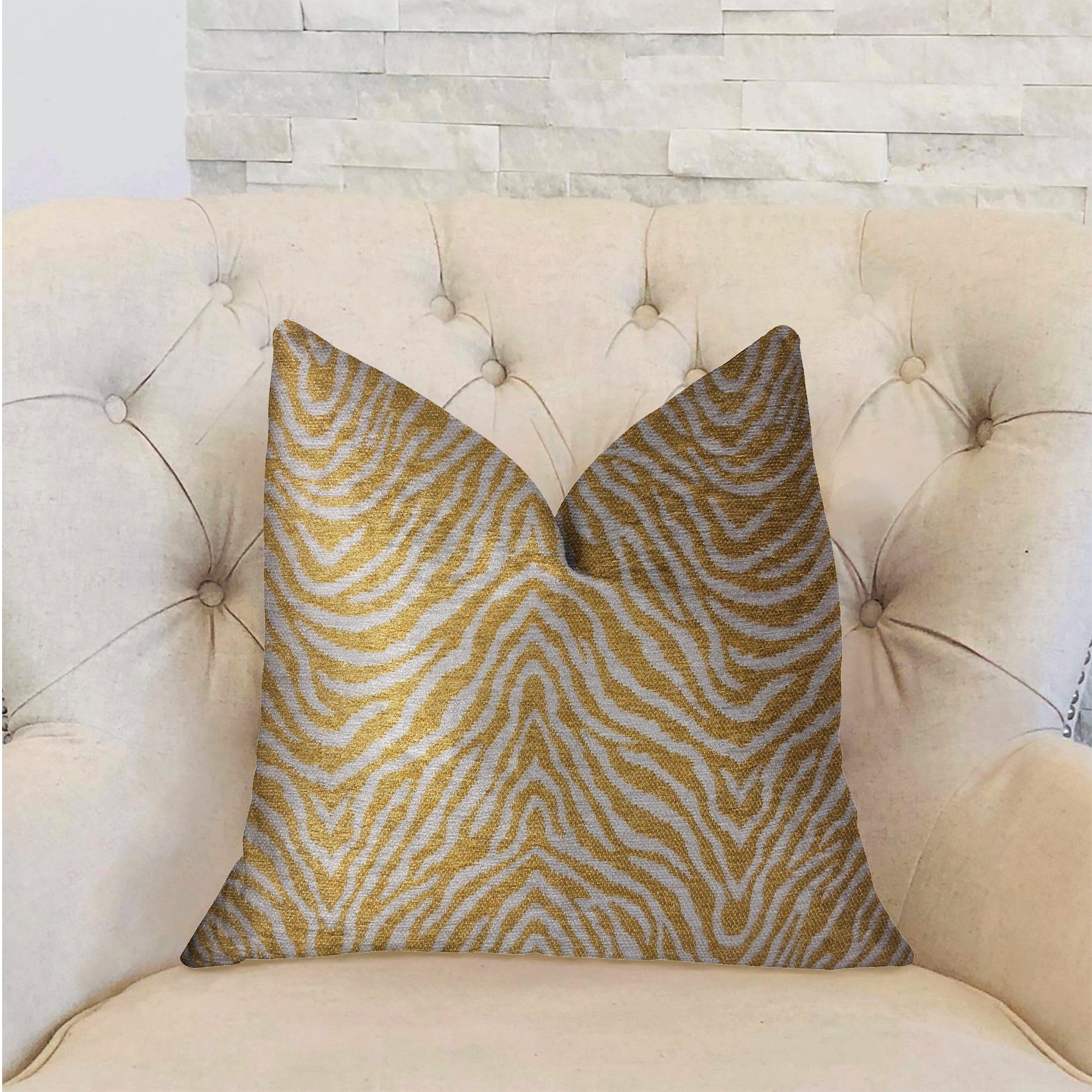 Oasis Waves Yellow and Beige Luxury Throw Pillow-1