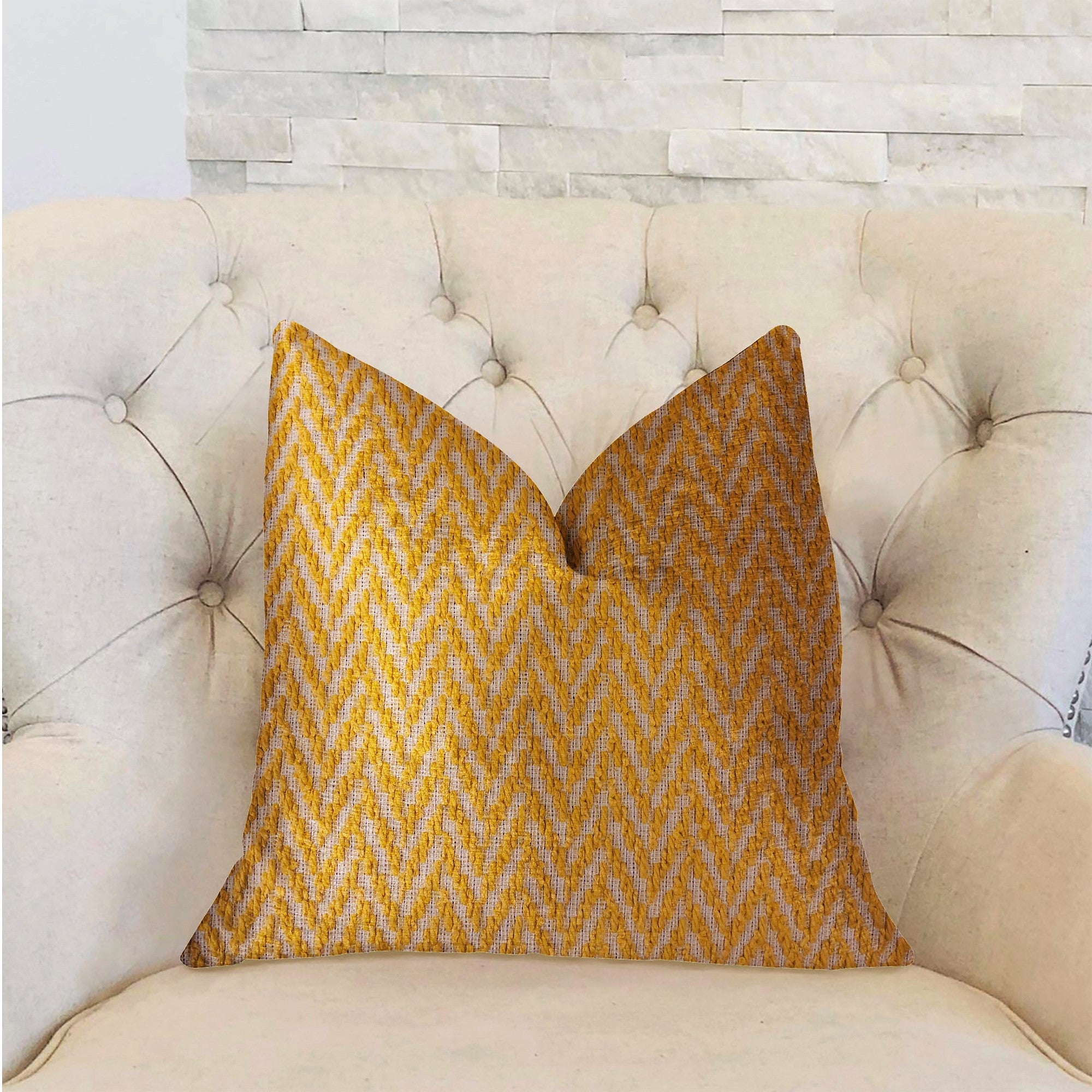 Zun Rise Yellow and Beige Luxury Throw Pillow-1