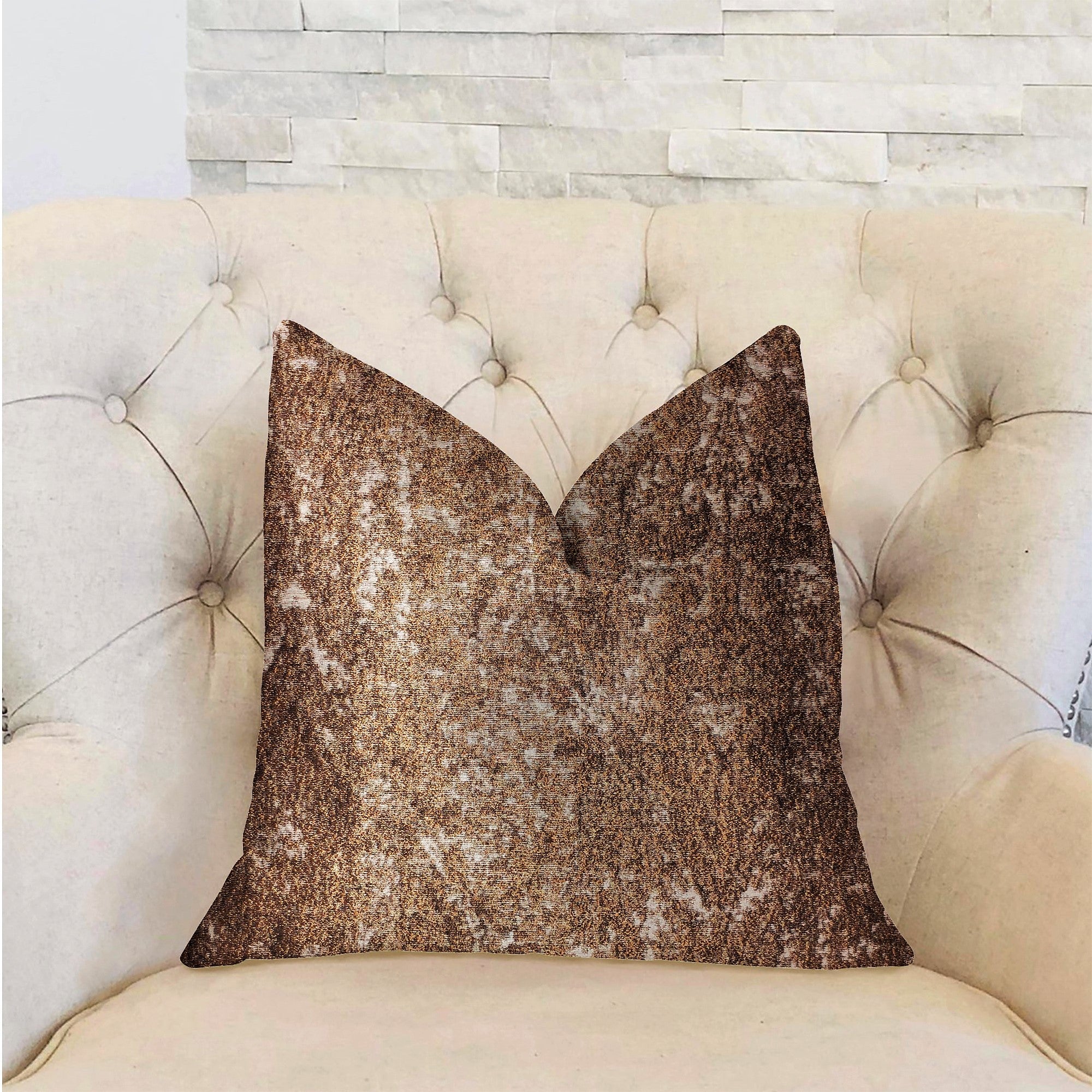 Chestnut Crush Brown Luxury Throw Pillow-1