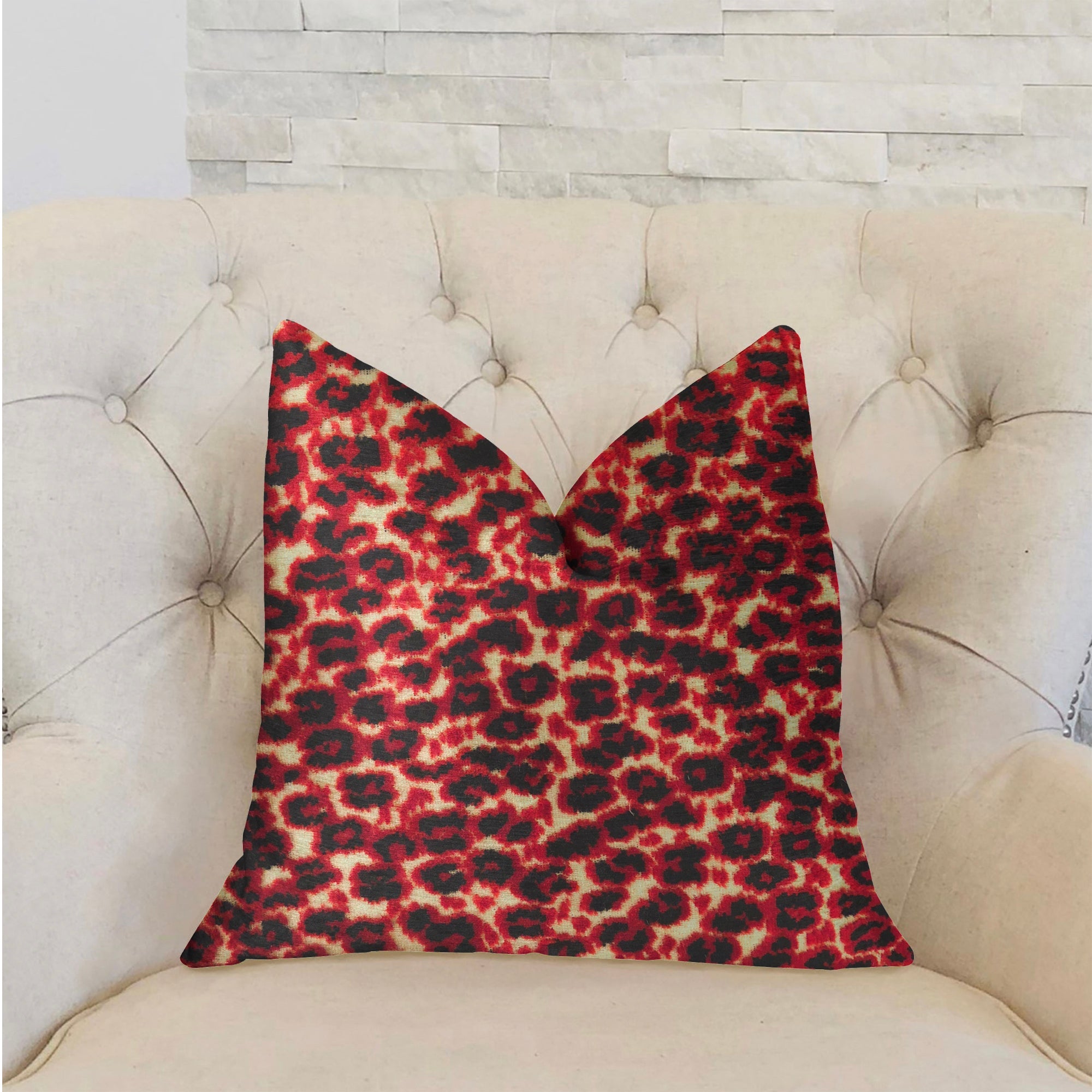 Crimson Cheetah Black and Red Luxury Throw Pillow-1