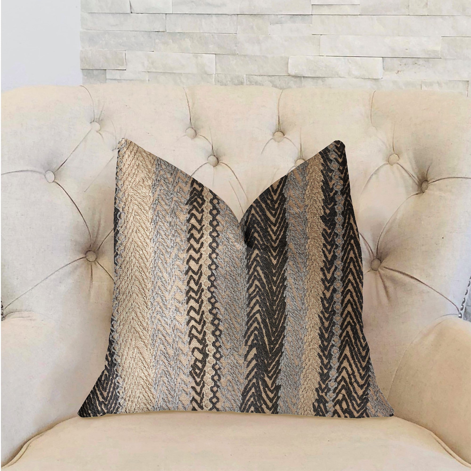 Grey Horizon Blue and Gray Luxury Throw Pillow-1