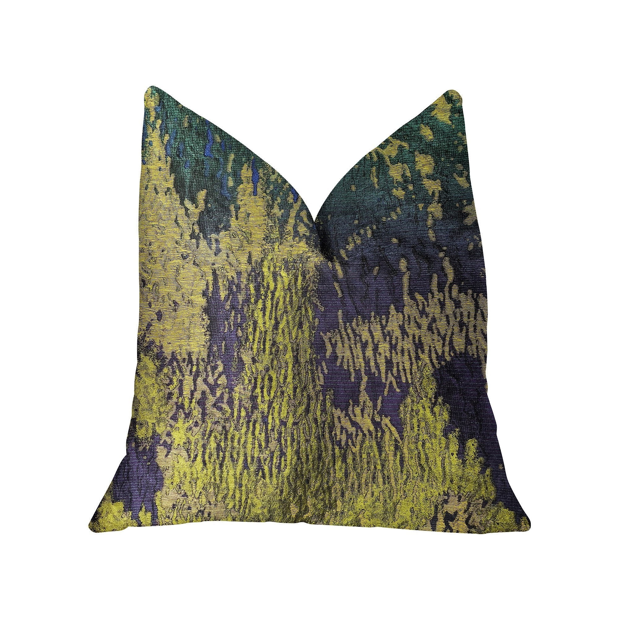 Emerald Rainforest Green, Yellow and Blue Luxury Throw Pillow-0