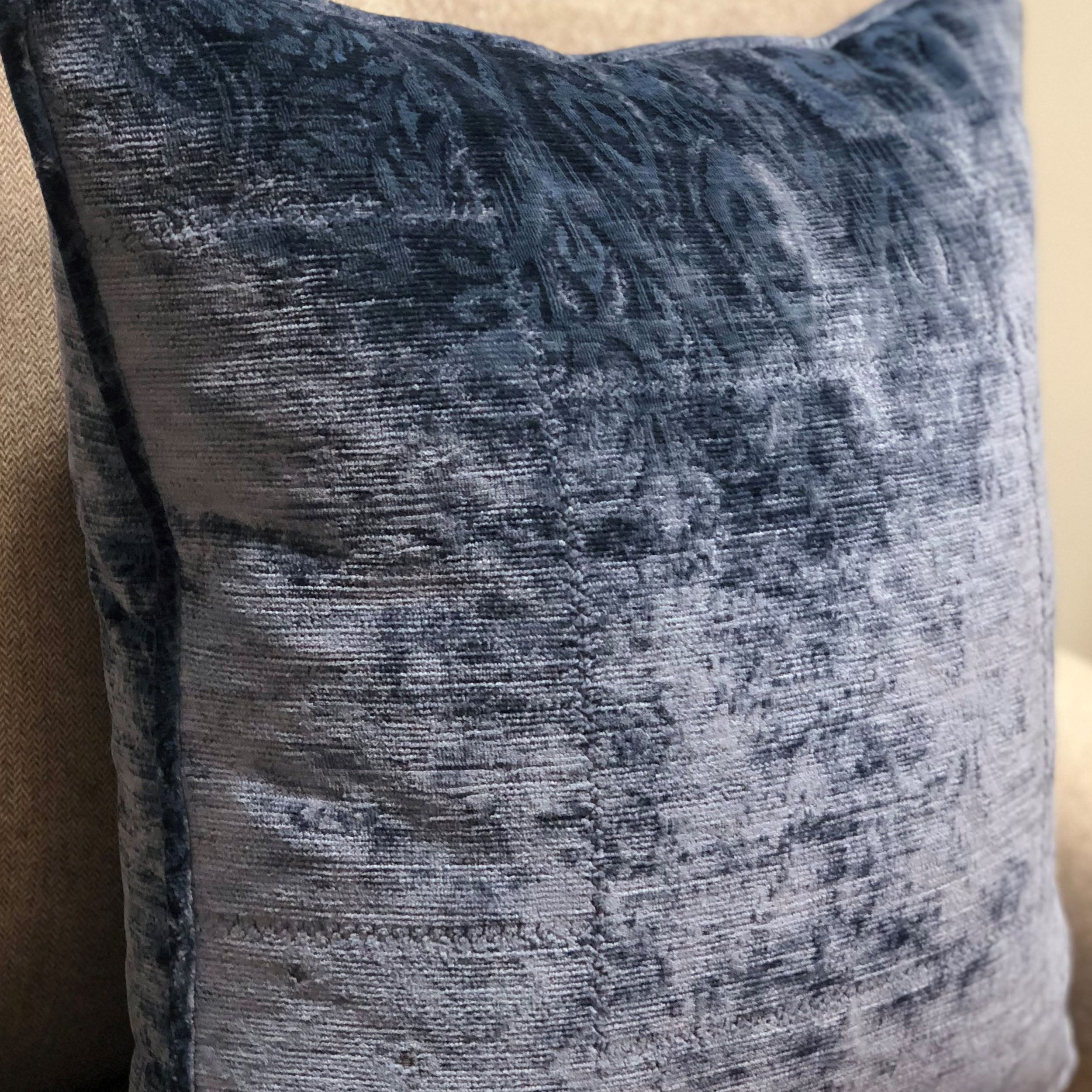 Bleu Velour Blue Luxury Throw Pillow-2