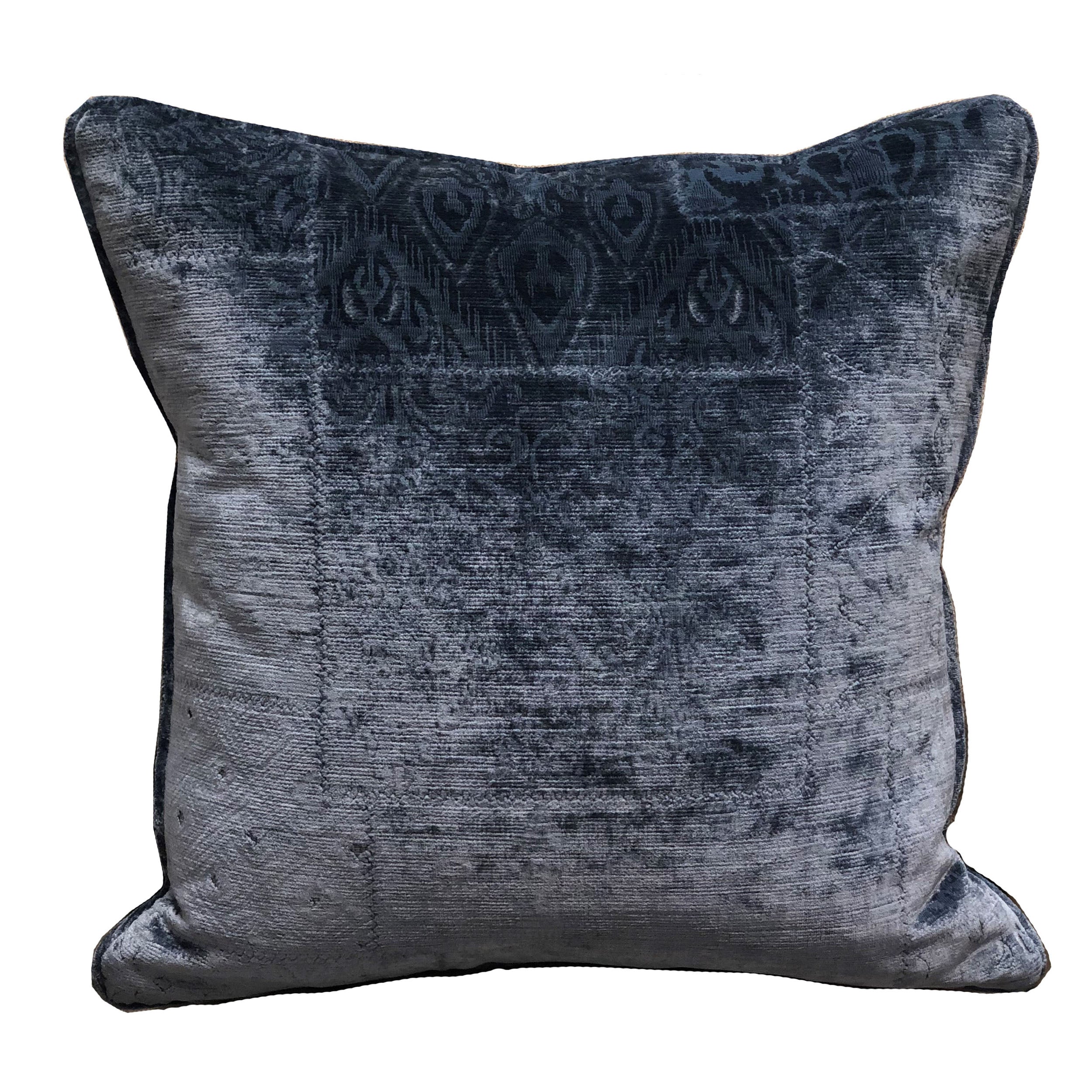 Bleu Velour Blue Luxury Throw Pillow-0