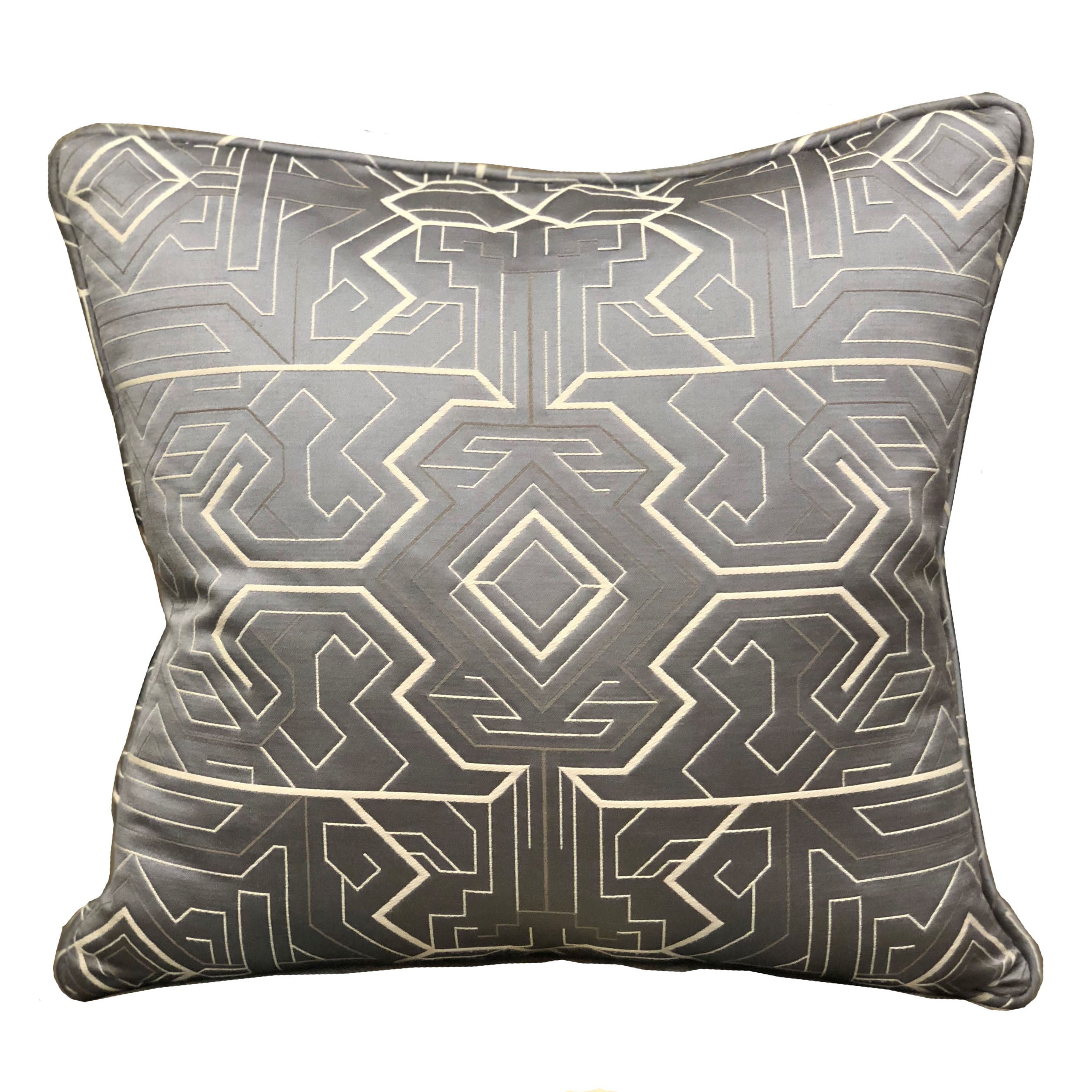 Daria Moss Silver Geometric Luxury Throw Pillow-0