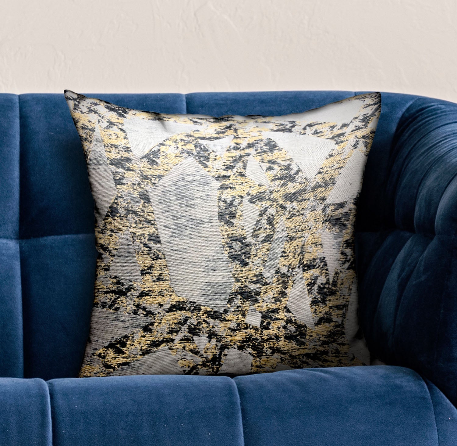 Craven Dust Gold, Gray Abstract Luxury Throw Pillow-1