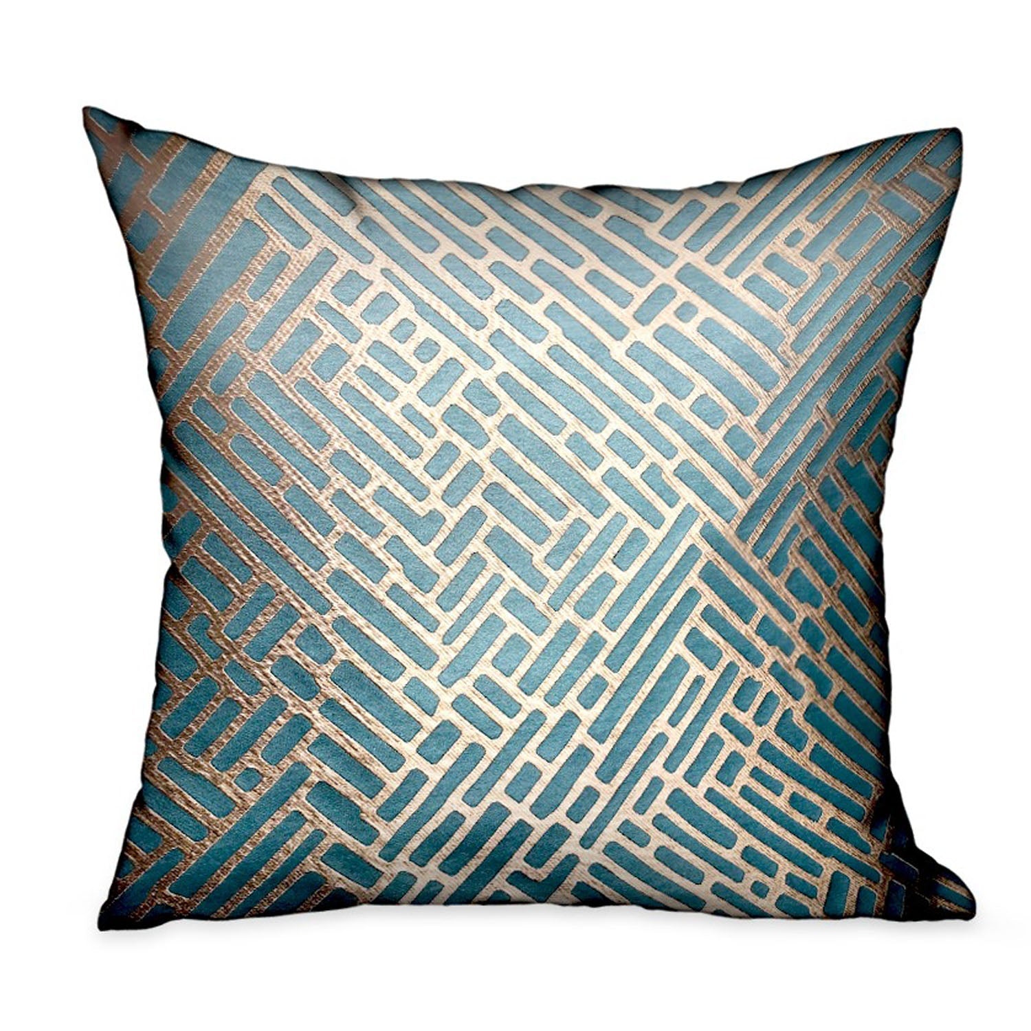 Golden Brick Blue Geometric Luxury Throw Pillow-0