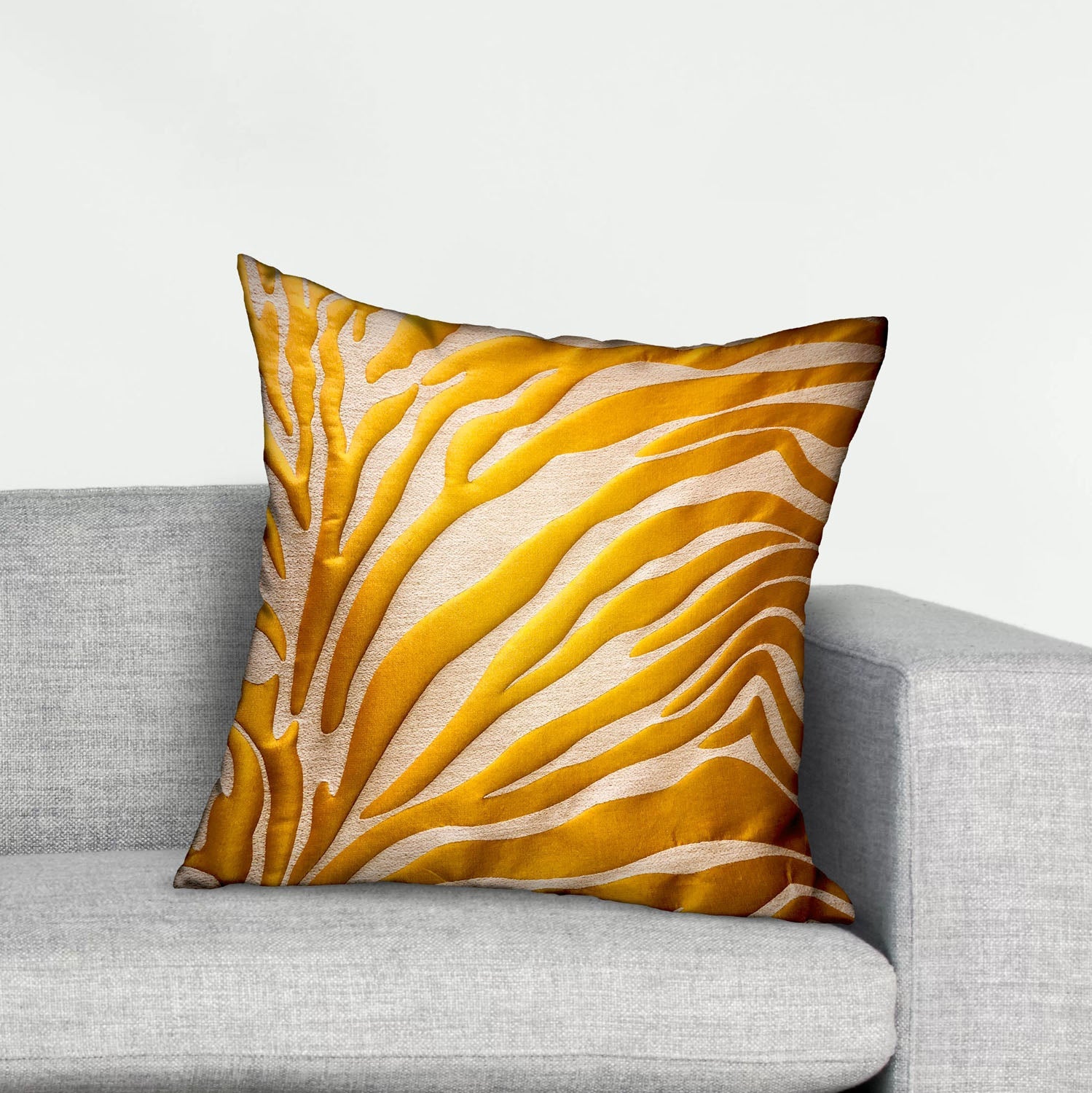 Mimosa Zebra  Orange Animal Motif Luxury Throw Pillow-1