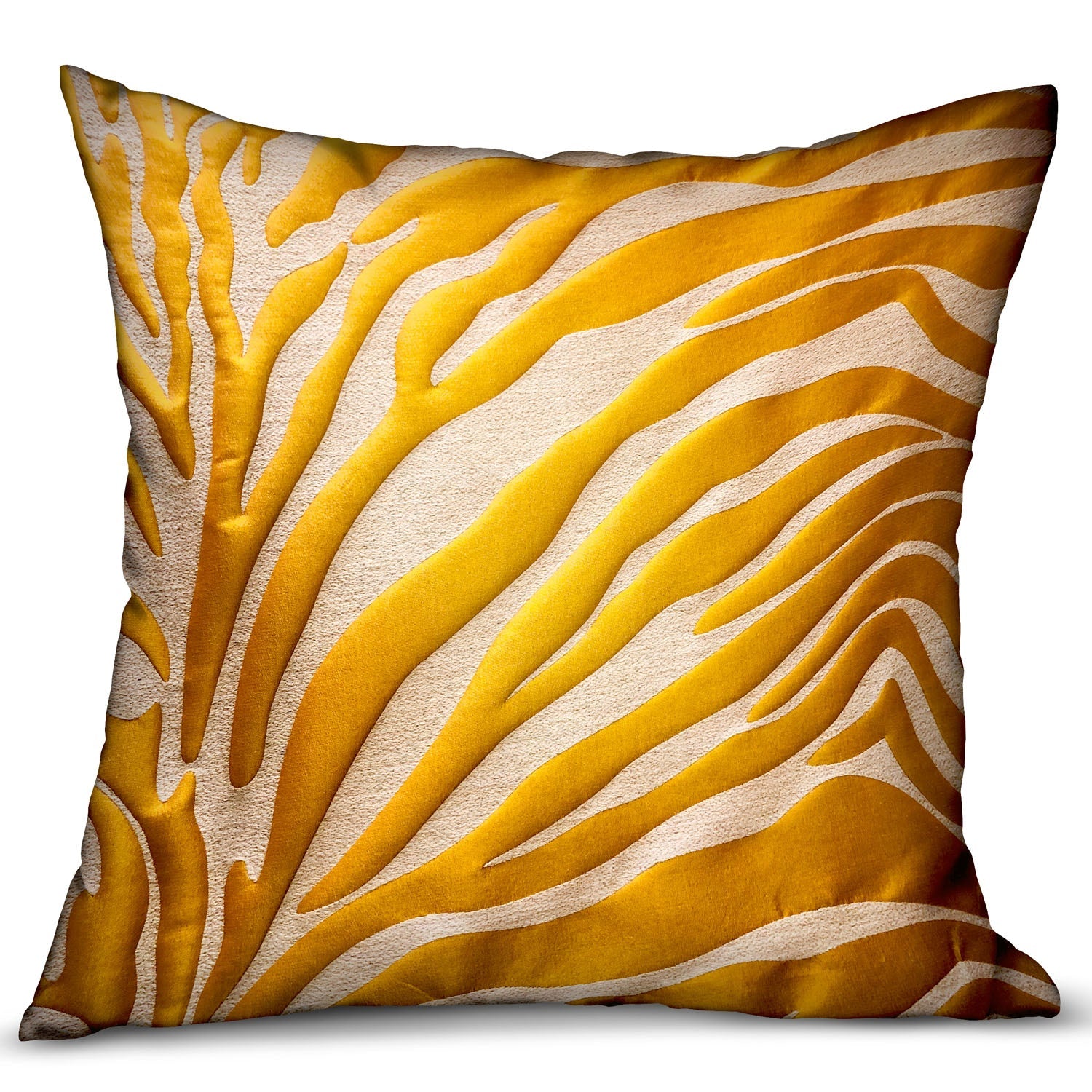 Mimosa Zebra  Orange Animal Motif Luxury Throw Pillow-0