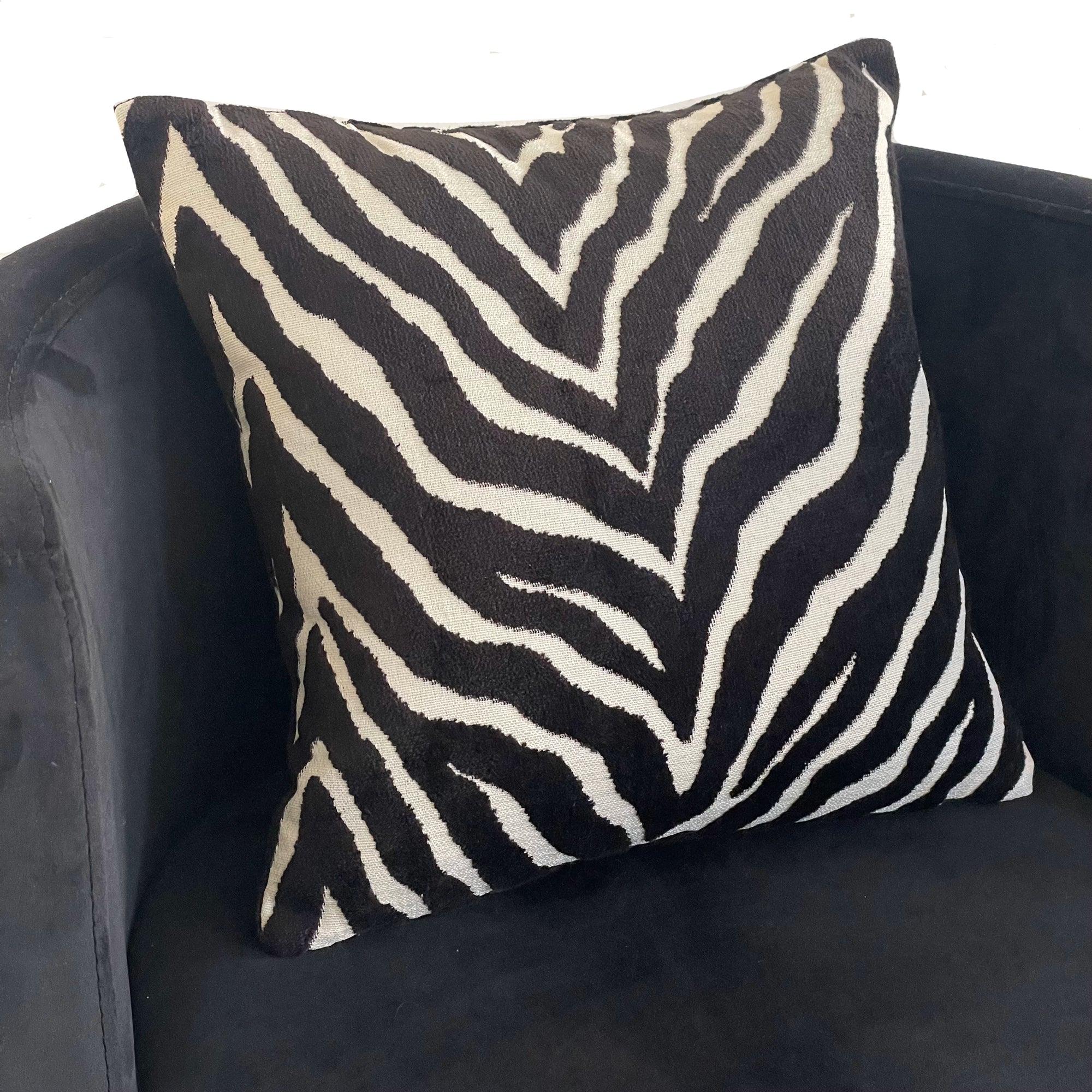 Black Zebra Black Animal Motif Luxury Throw Pillow-2