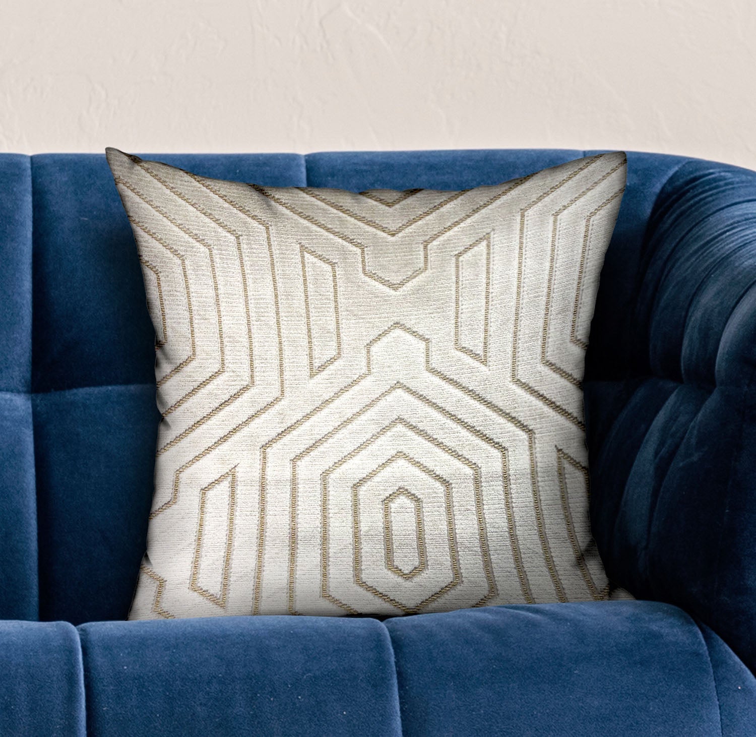 Pearly Velvet Gray Geometric Luxury Throw Pillow-1