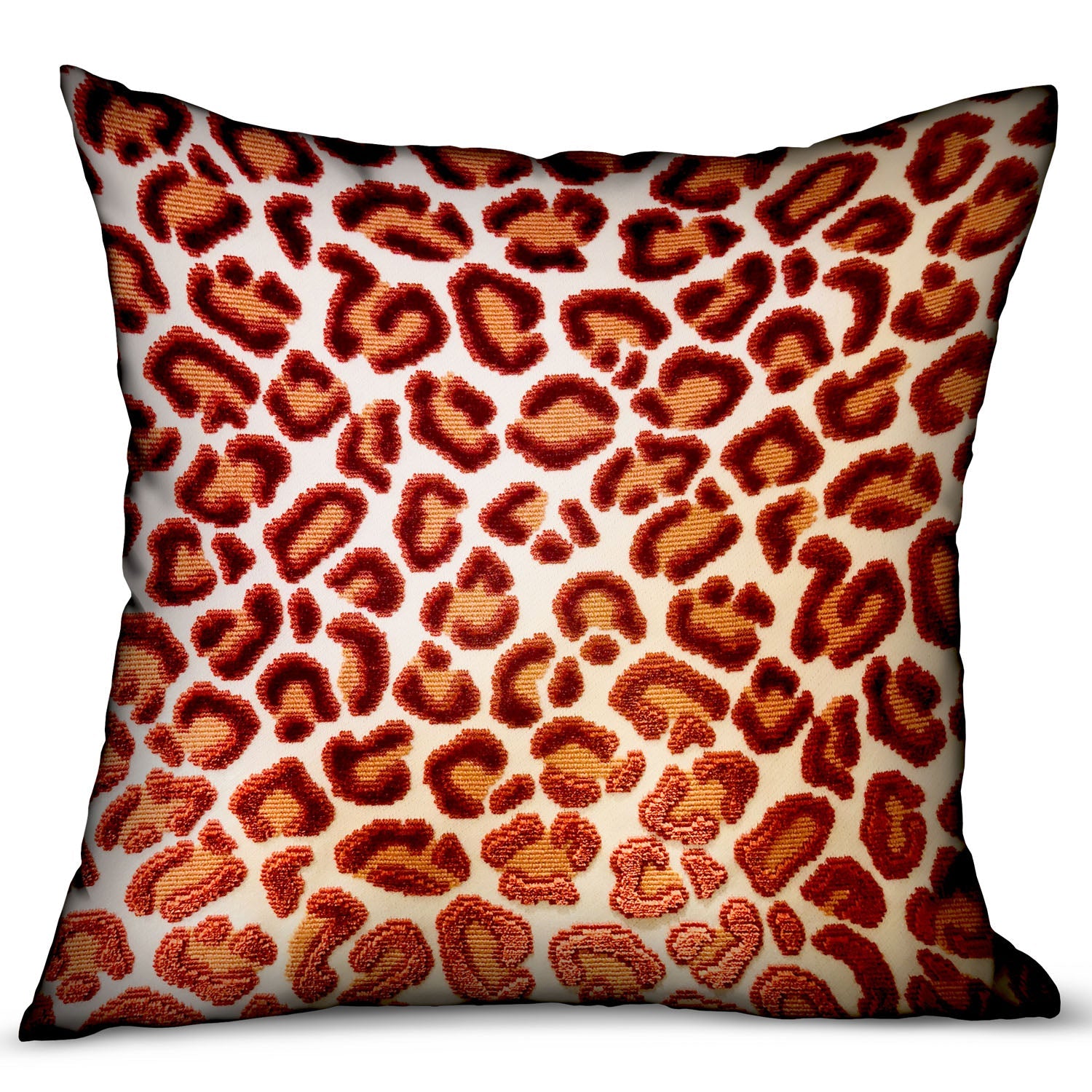 Emberglow Velvet Cheetah Red Animal Motif Luxury Throw Pillow-0