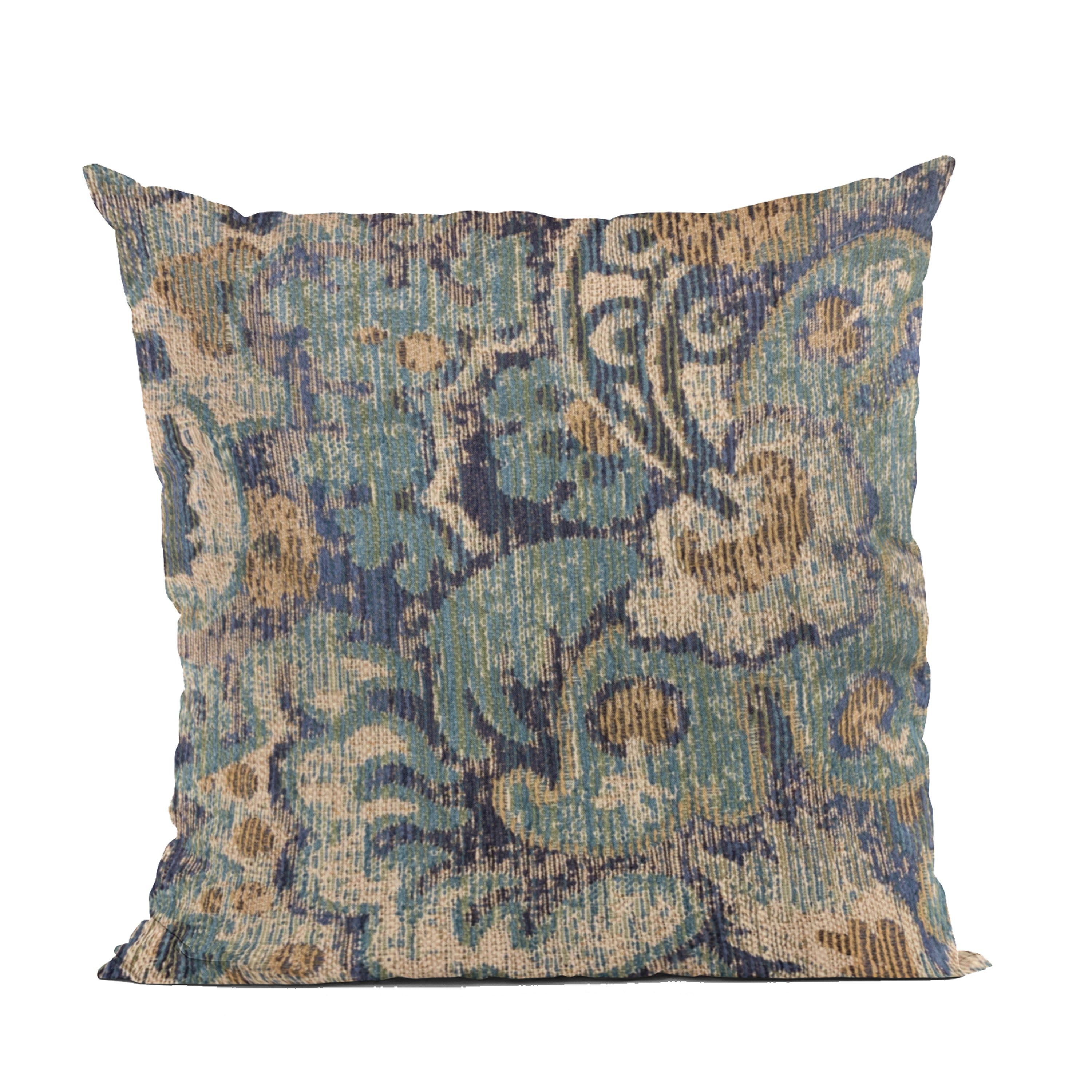 Plutus Blue Amazonian Damask Luxury Throw Pillow-0