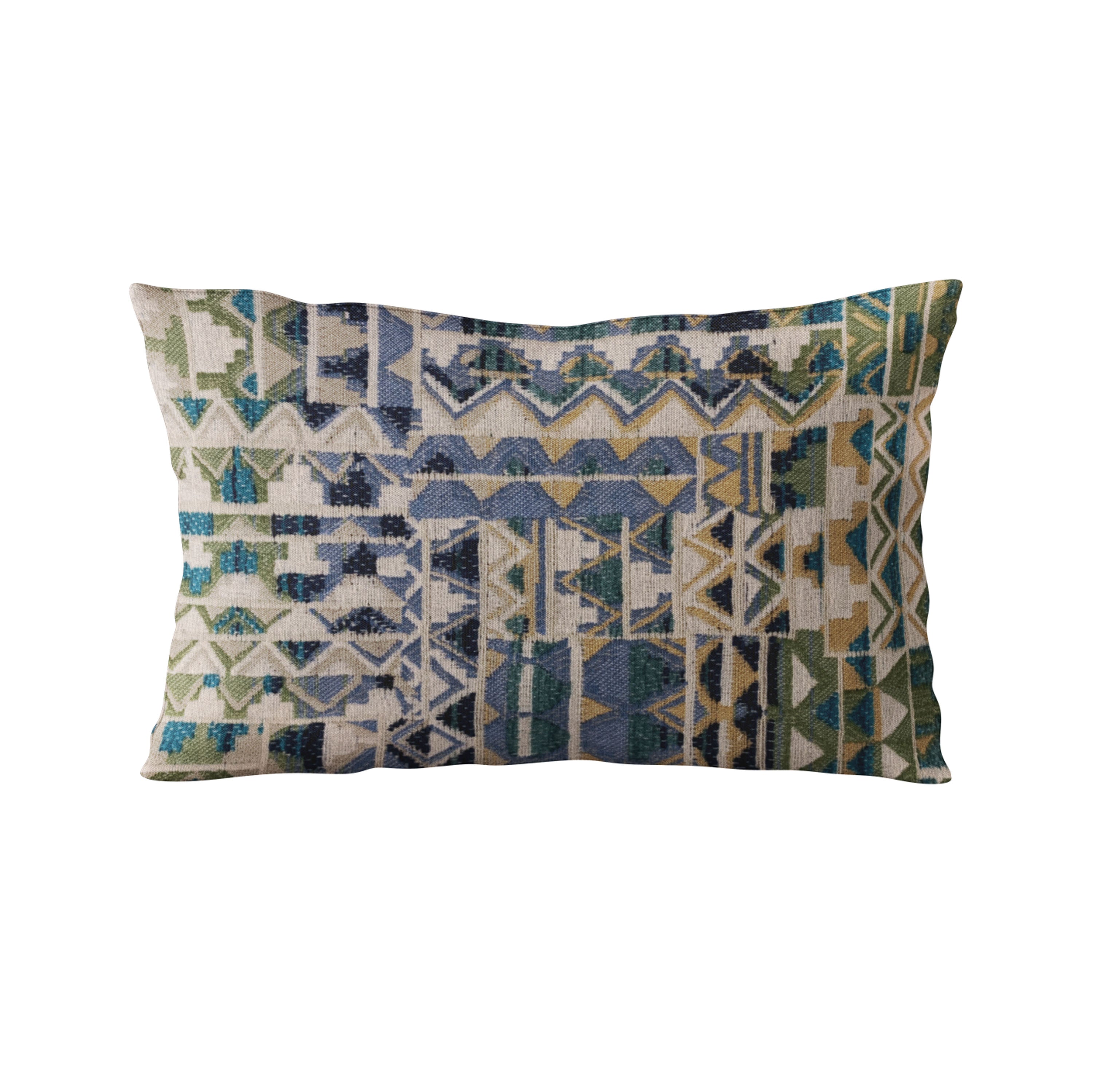 Plutus Blue Pyramids Border Luxury Throw Pillow-1