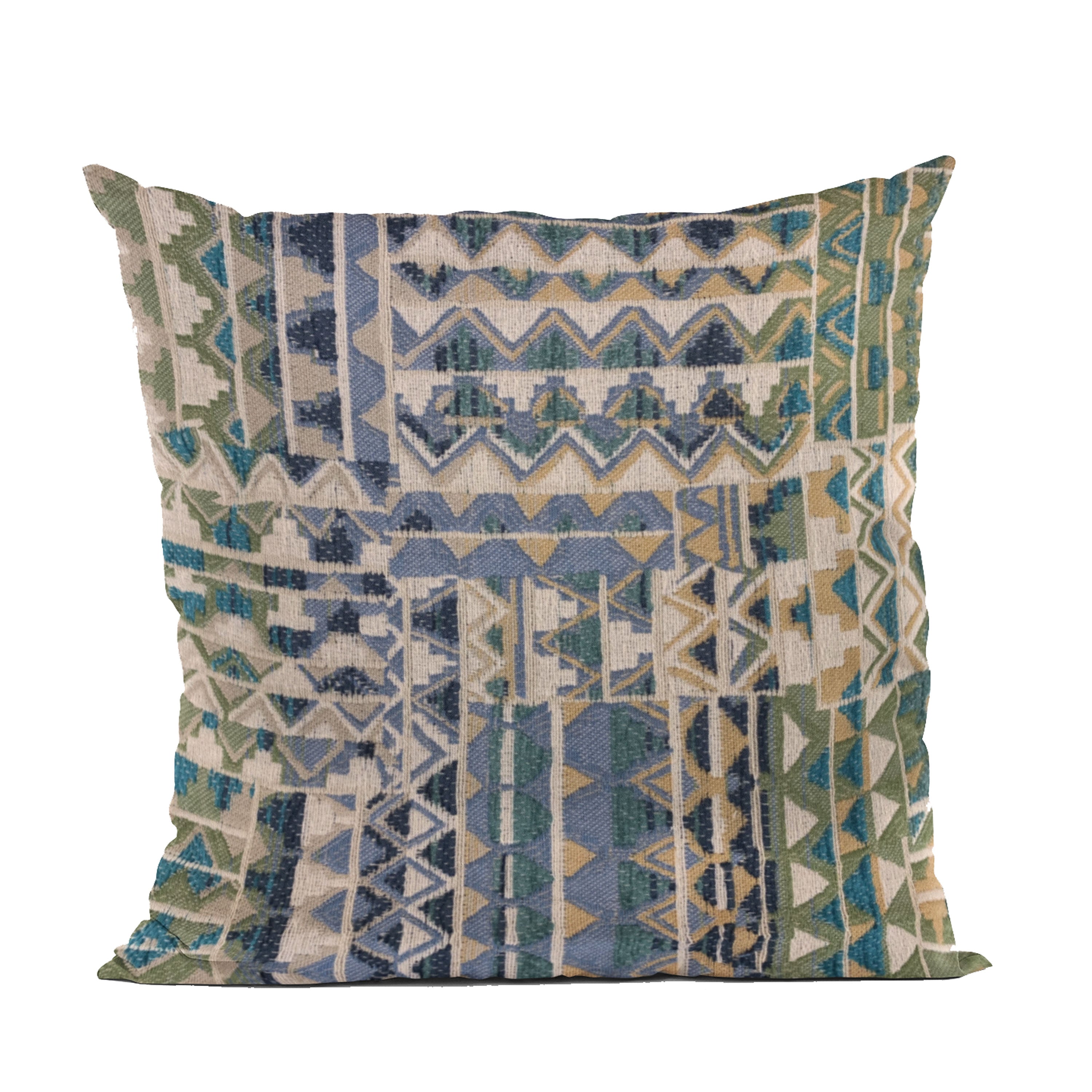 Plutus Blue Pyramids Border Luxury Throw Pillow-0