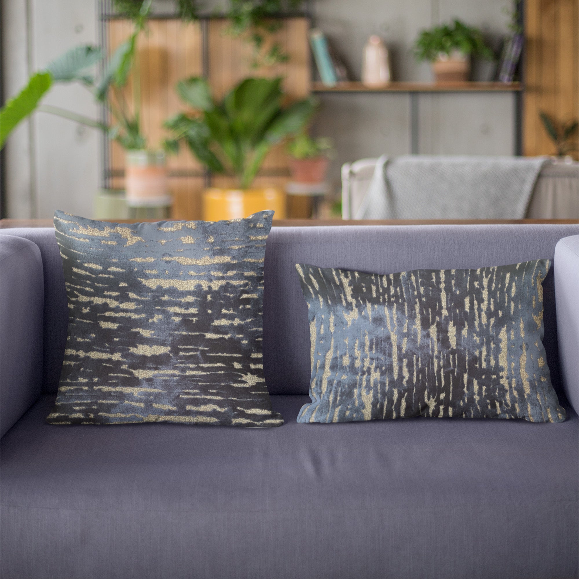 Indigo Rivulet Blue Solid Luxury Outdoor/Indoor Throw Pillow-1