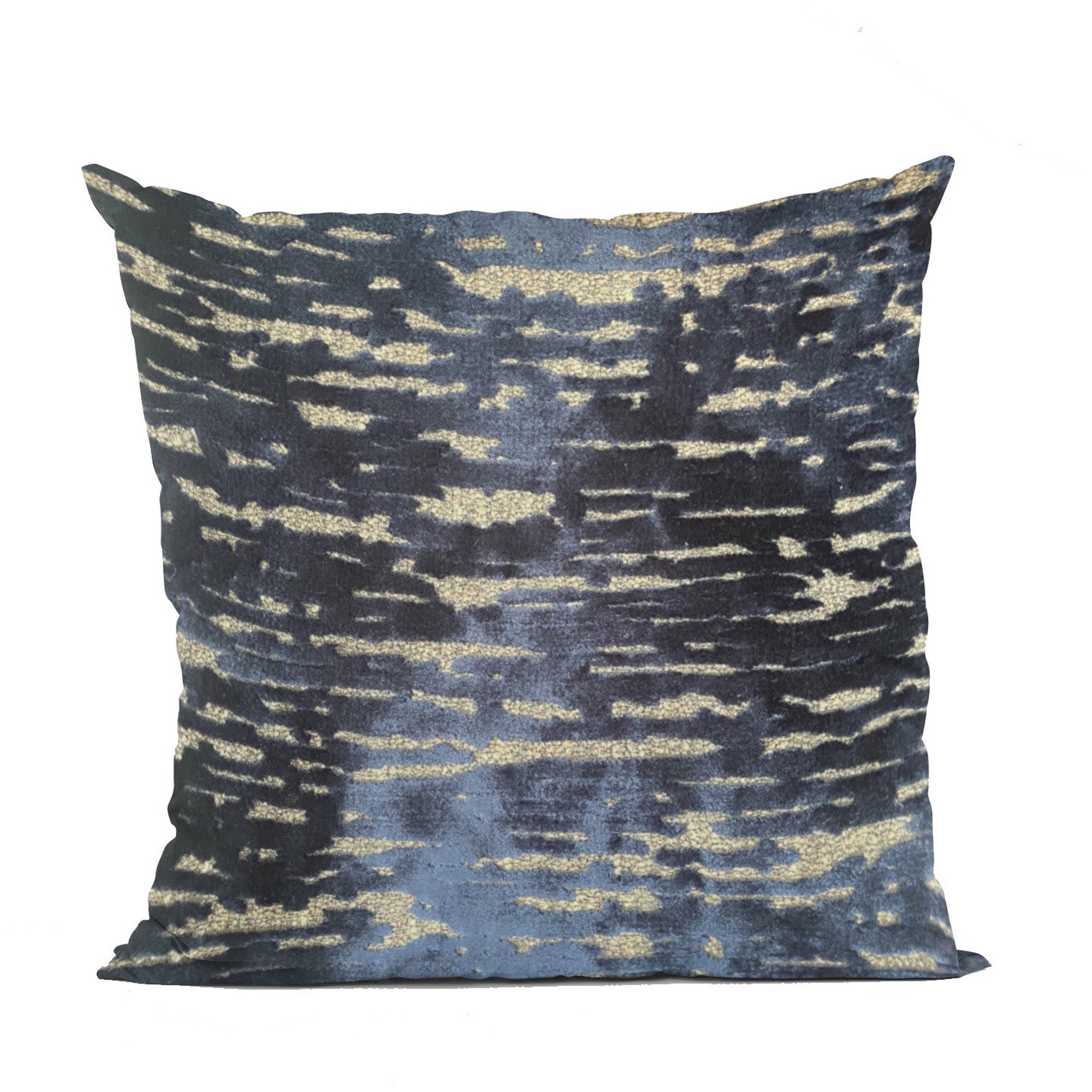 Indigo Rivulet Blue Solid Luxury Outdoor/Indoor Throw Pillow-0