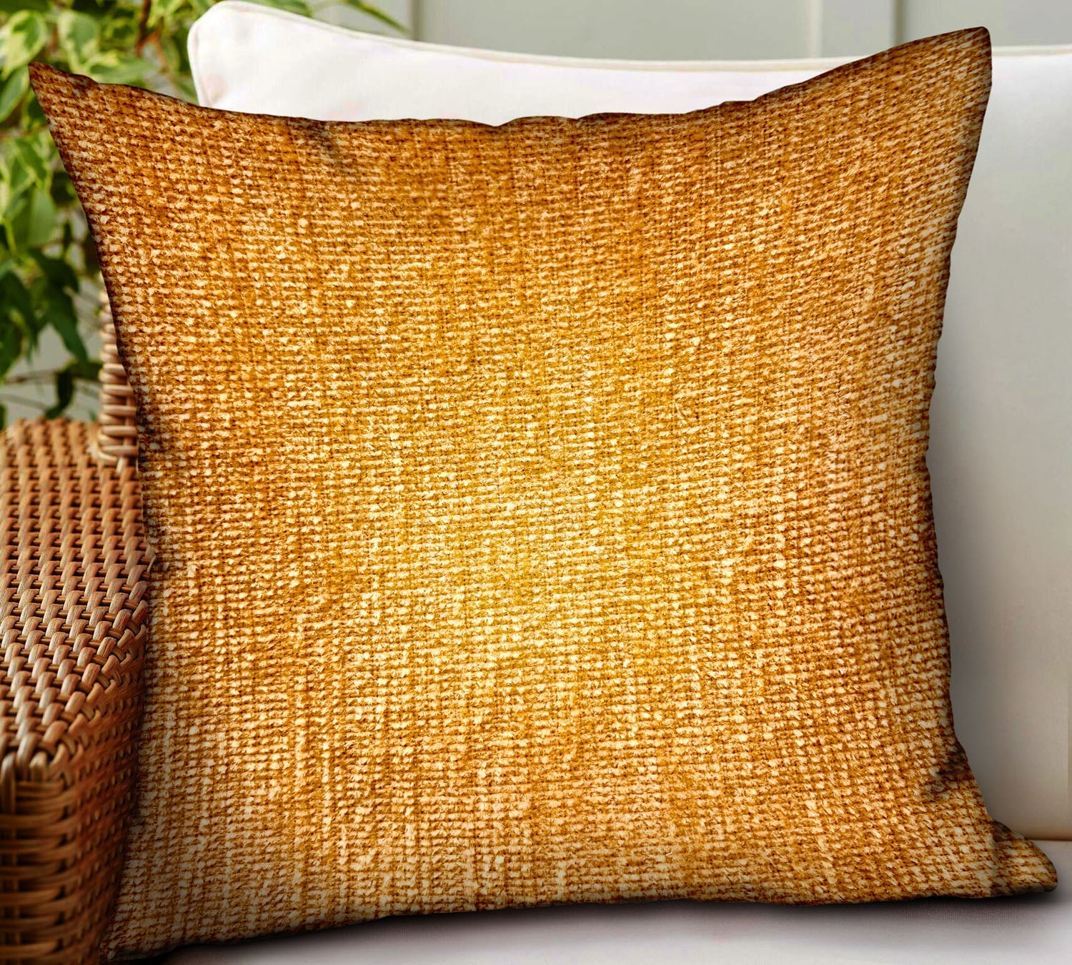 Honey Lust Brown Solid Luxury Outdoor/Indoor Throw Pillow-1