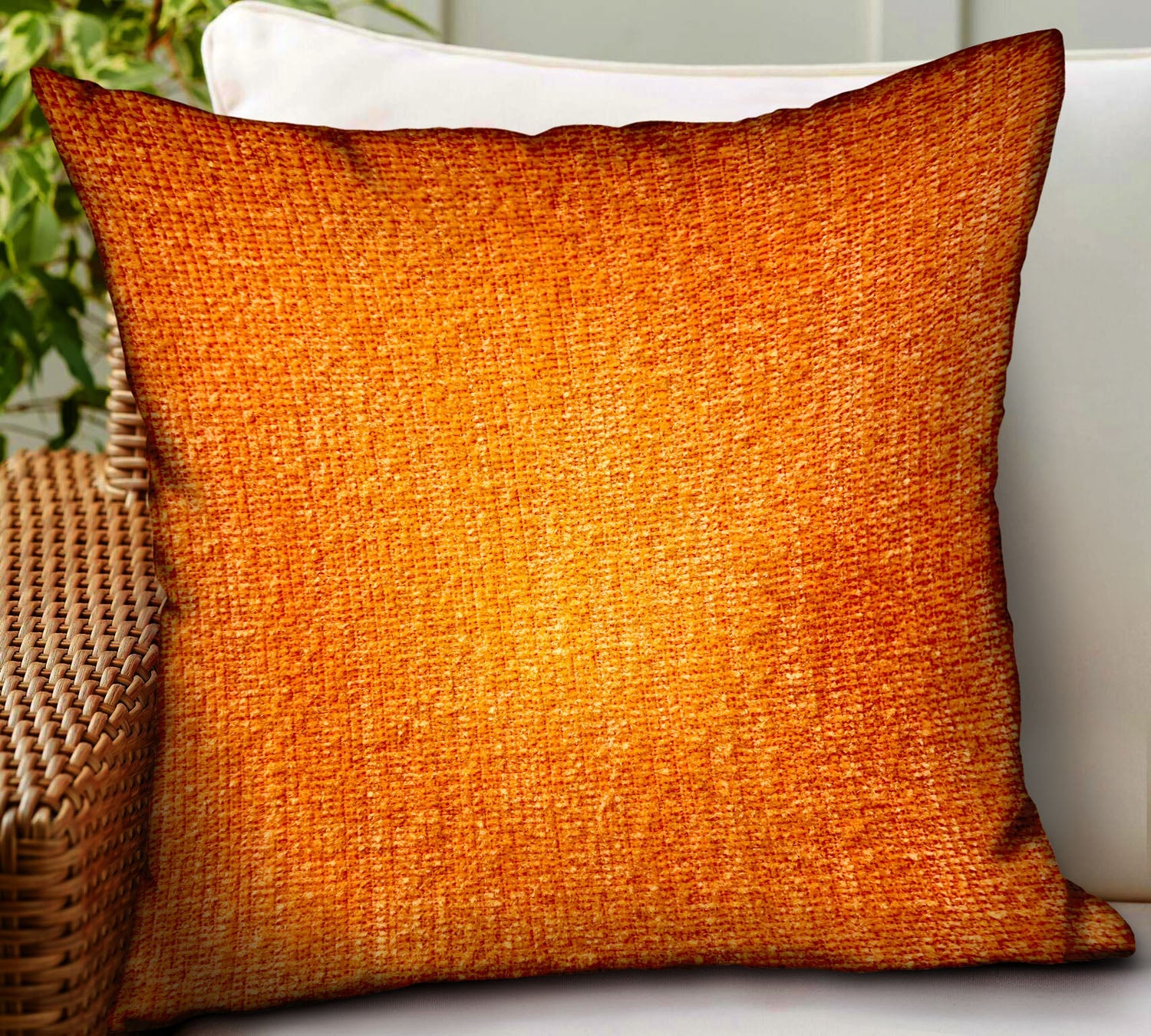 Bittersweet Ember Orange Solid Luxury Outdoor/Indoor Throw Pillow-1