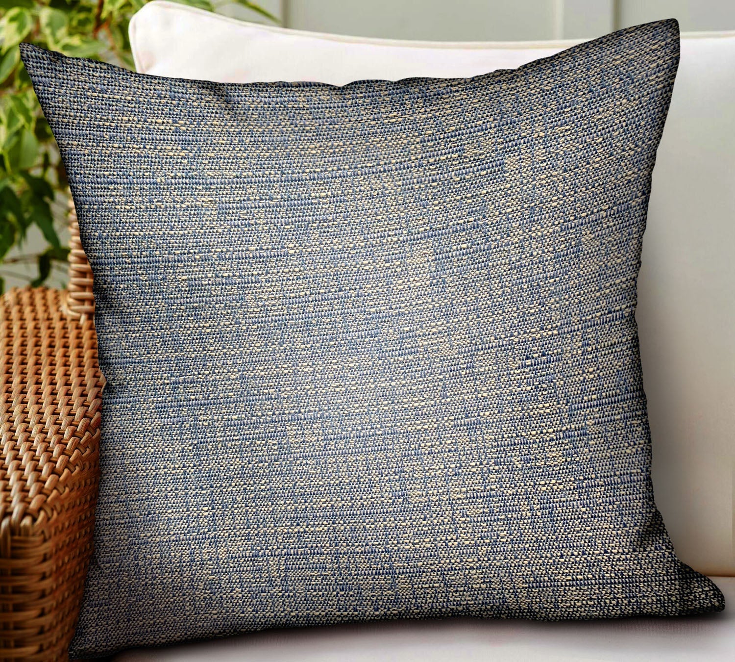 Oxford Blaze Blue Solid Luxury Outdoor/Indoor Throw Pillow-1