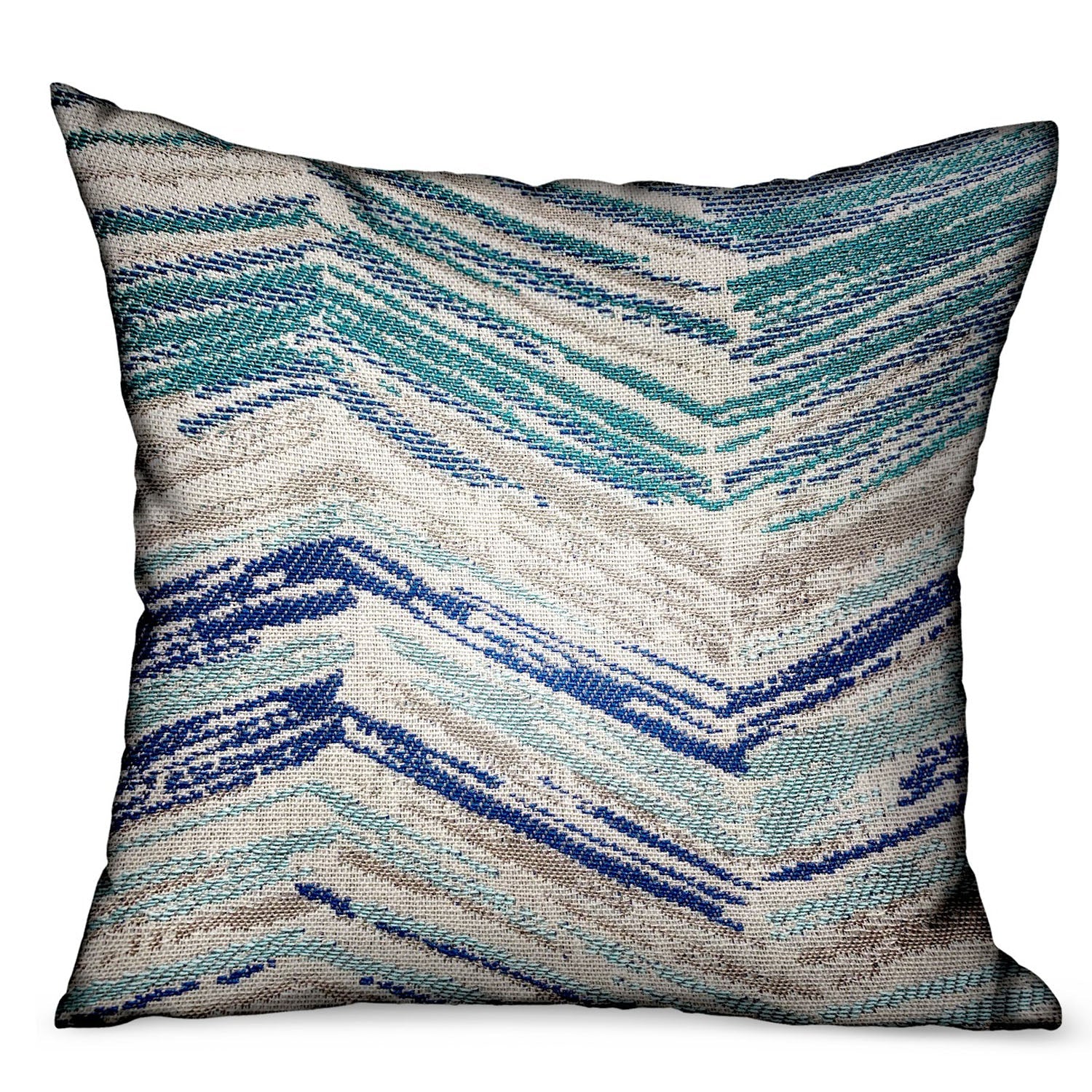 Skyline Breeze Blue Chevron Luxury Outdoor/Indoor Throw Pillow-0