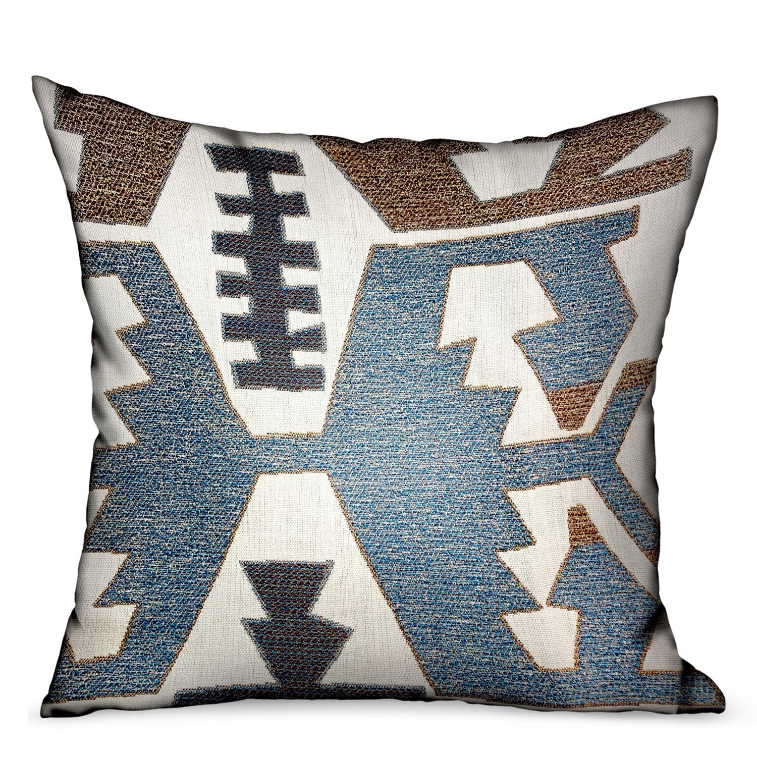 Wild Chumash Blue Brown Geometric Luxury Outdoor/Indoor Throw Pillow-0