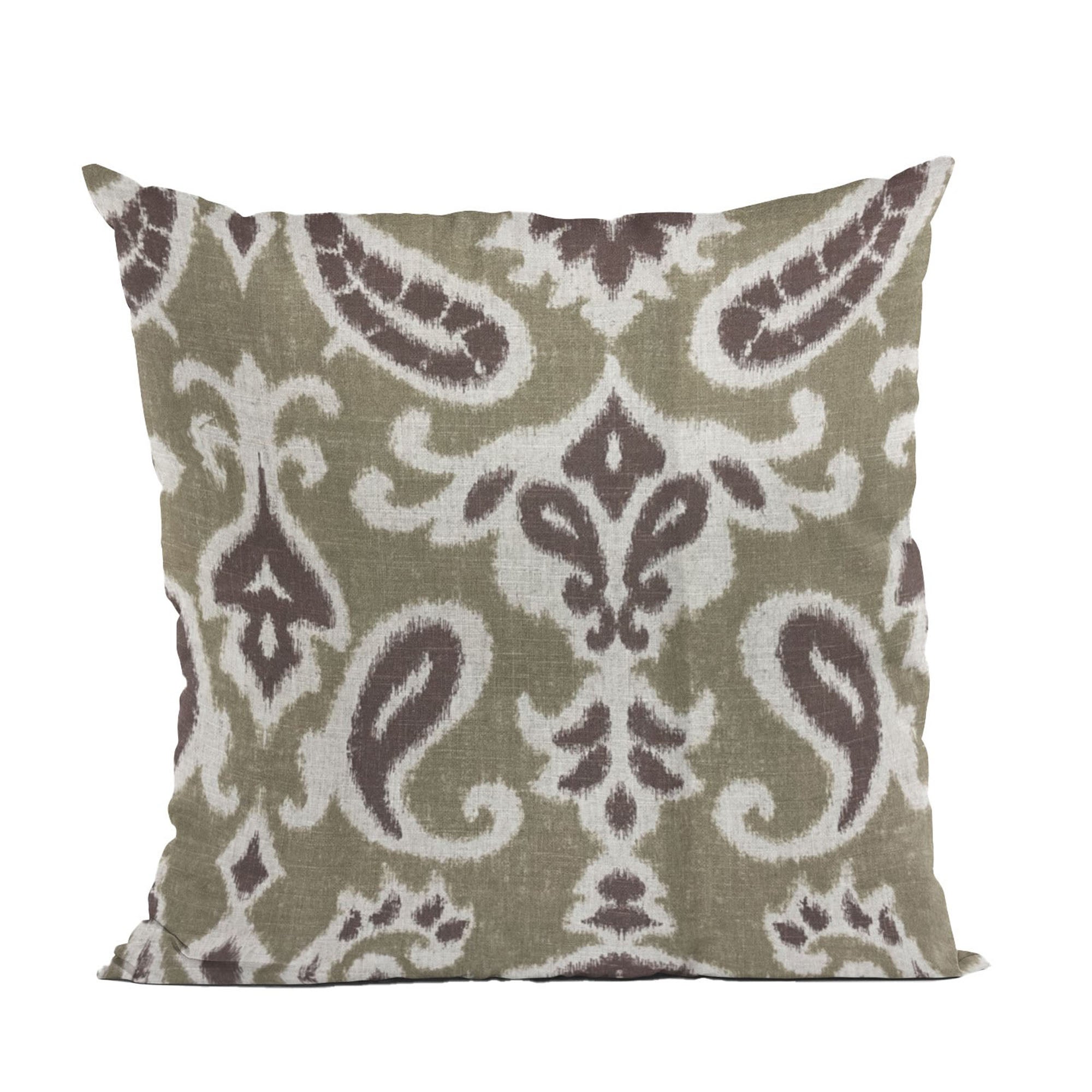 Shoshone Valley Brown Ikat Luxury Outdoor/Indoor Throw Pillow-0