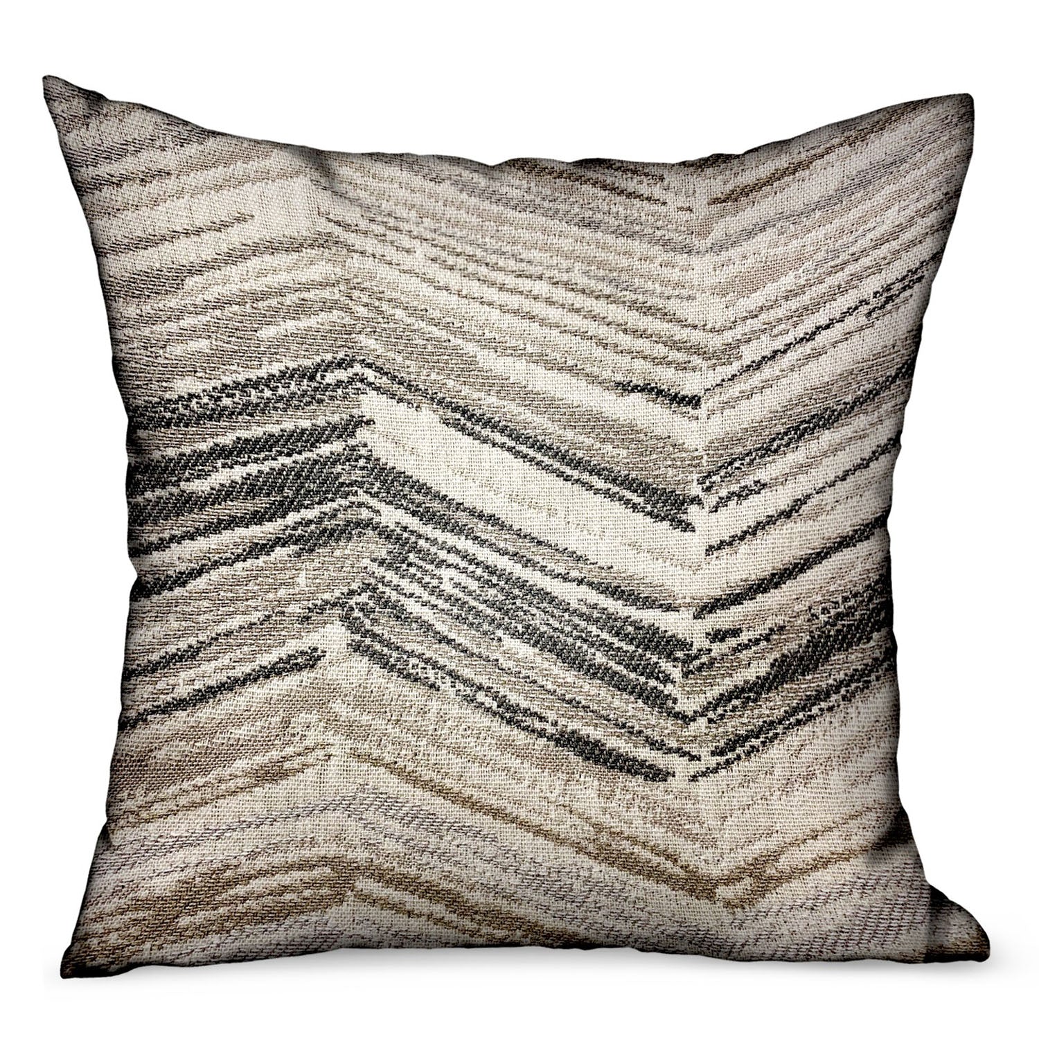 Jagged Sand Brown Geometric Luxury Outdoor/Indoor Throw Pillow-0