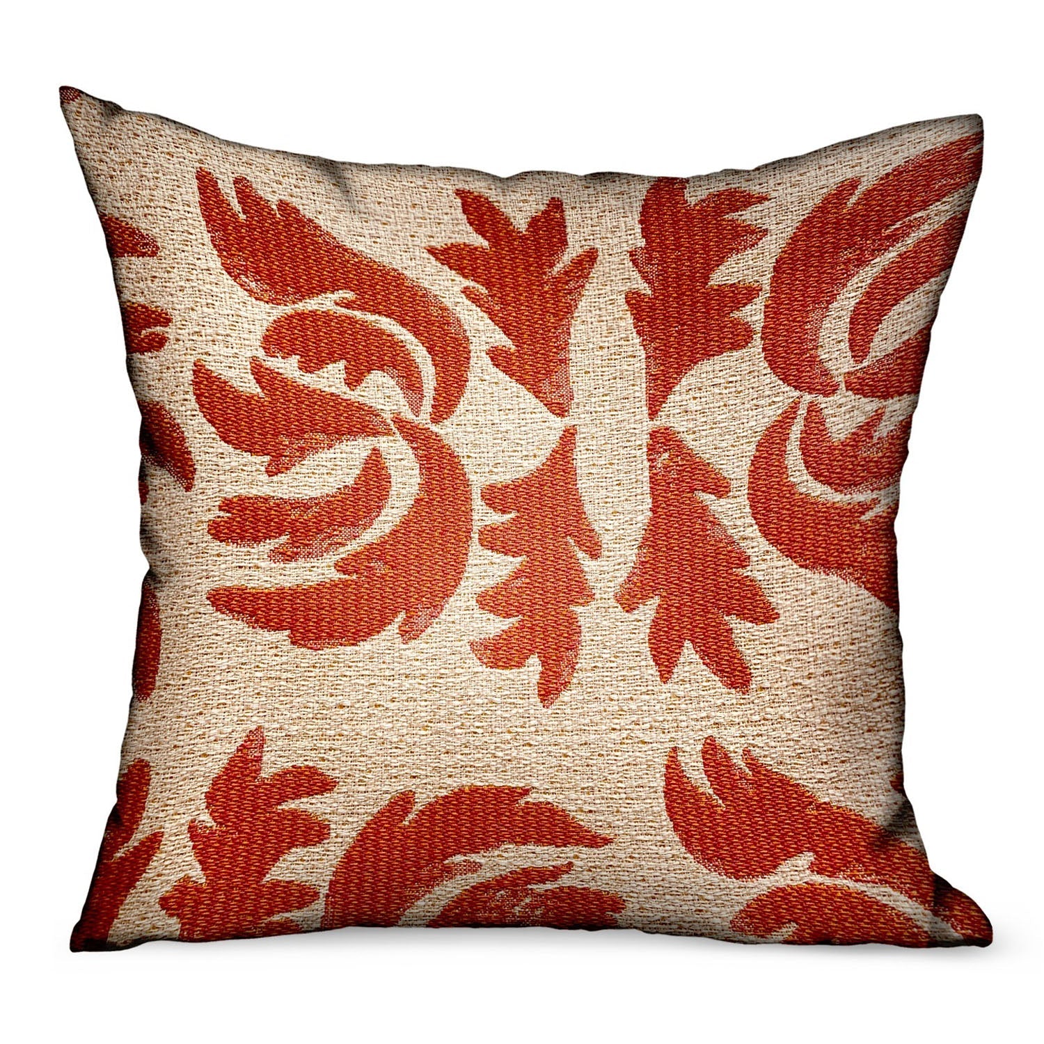 Claret Leaflet Orange Paisley Luxury Outdoor/Indoor Throw Pillow-0