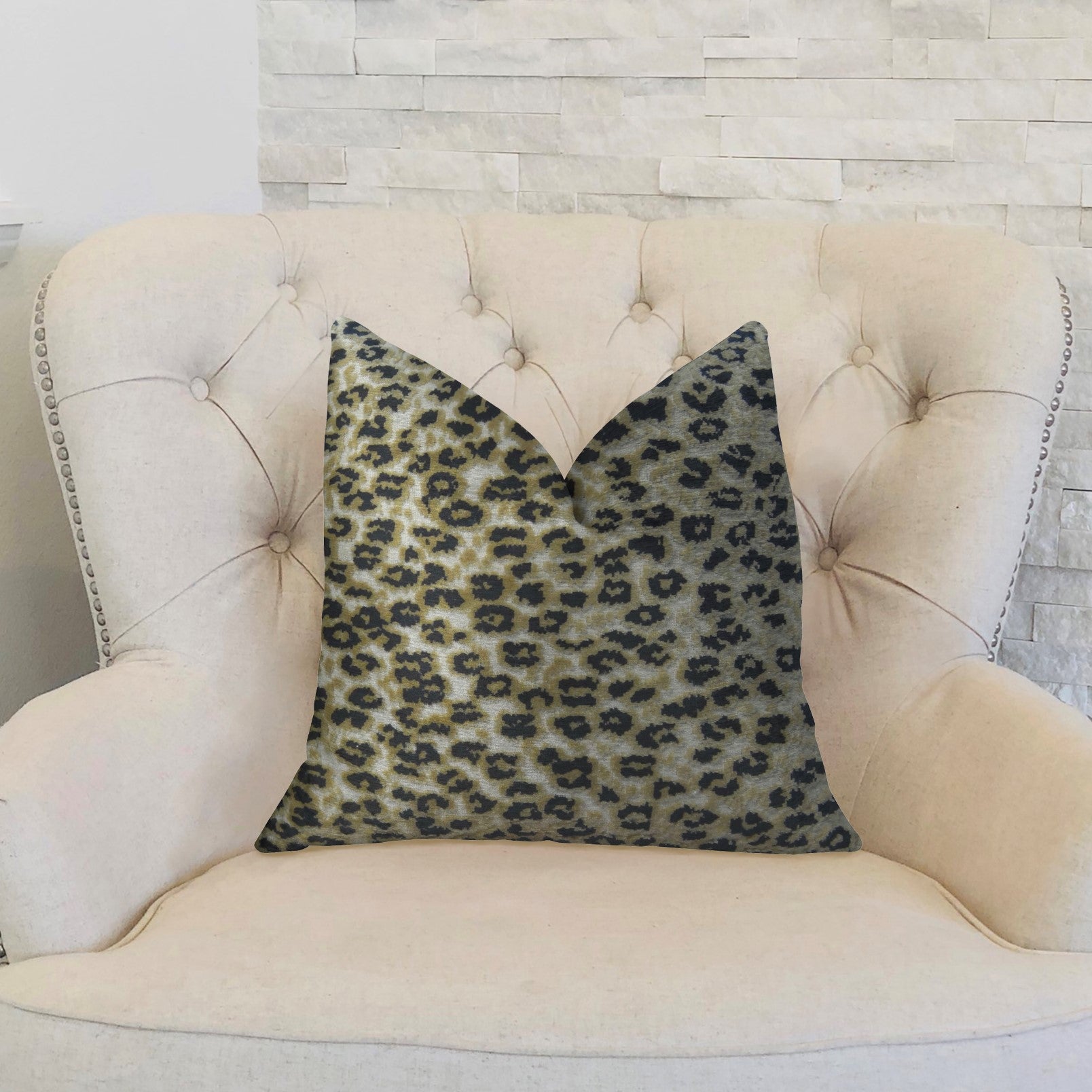 Wild Cheetah Taupe and Black Handmade Luxury Pillow-1