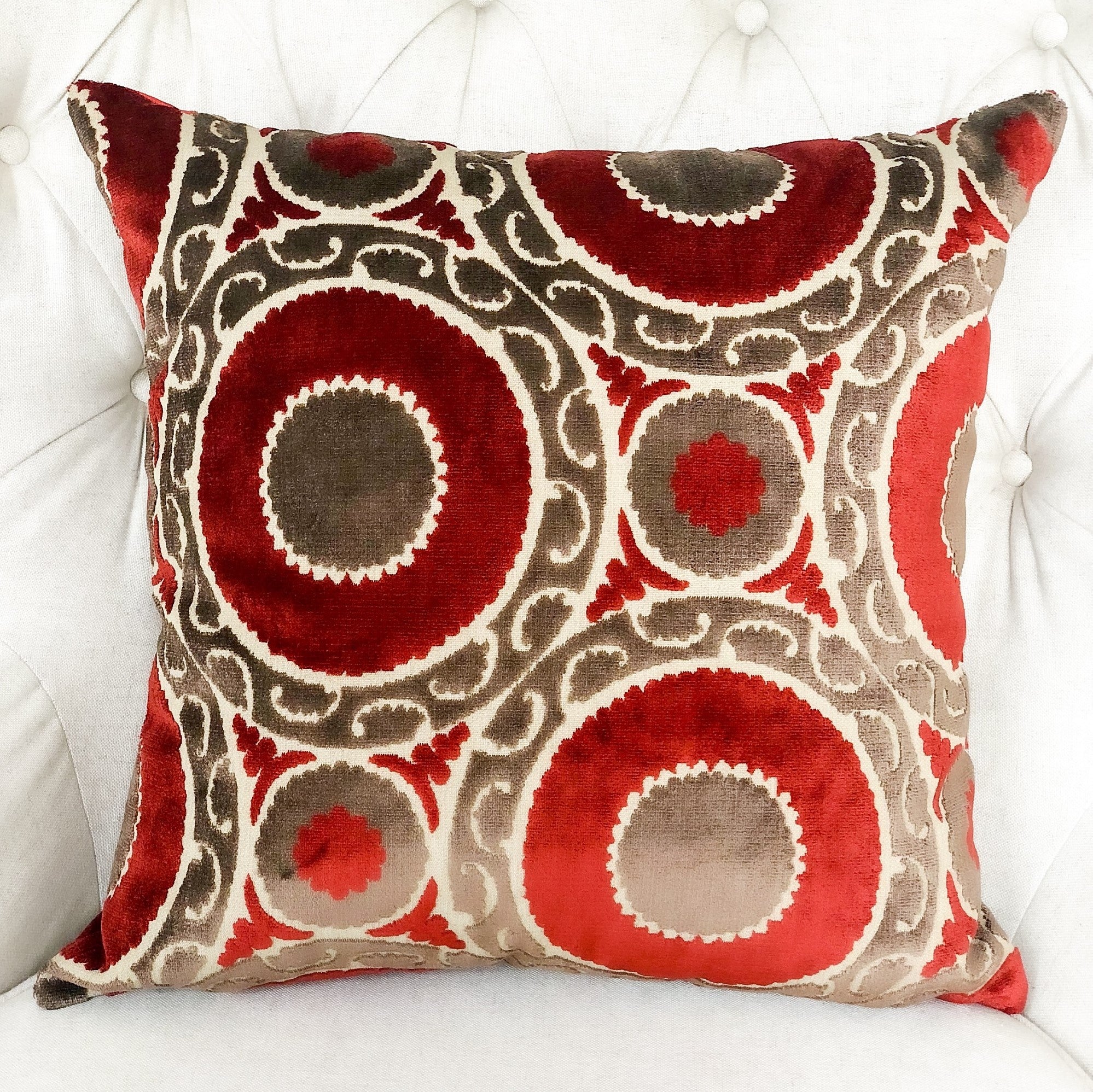 Madeline Red and Brown Handmade Luxury Pillow-1