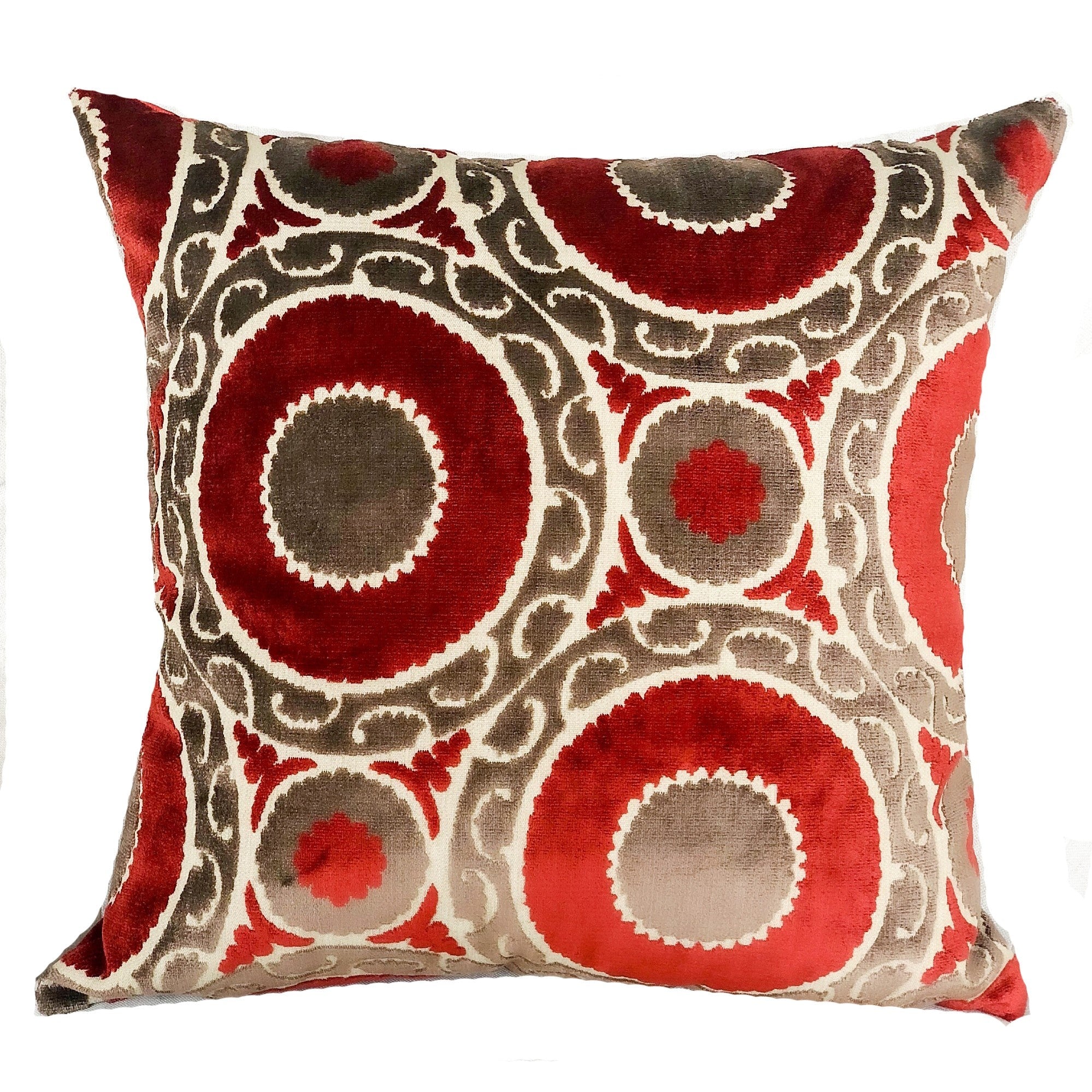 Madeline Red and Brown Handmade Luxury Pillow-0