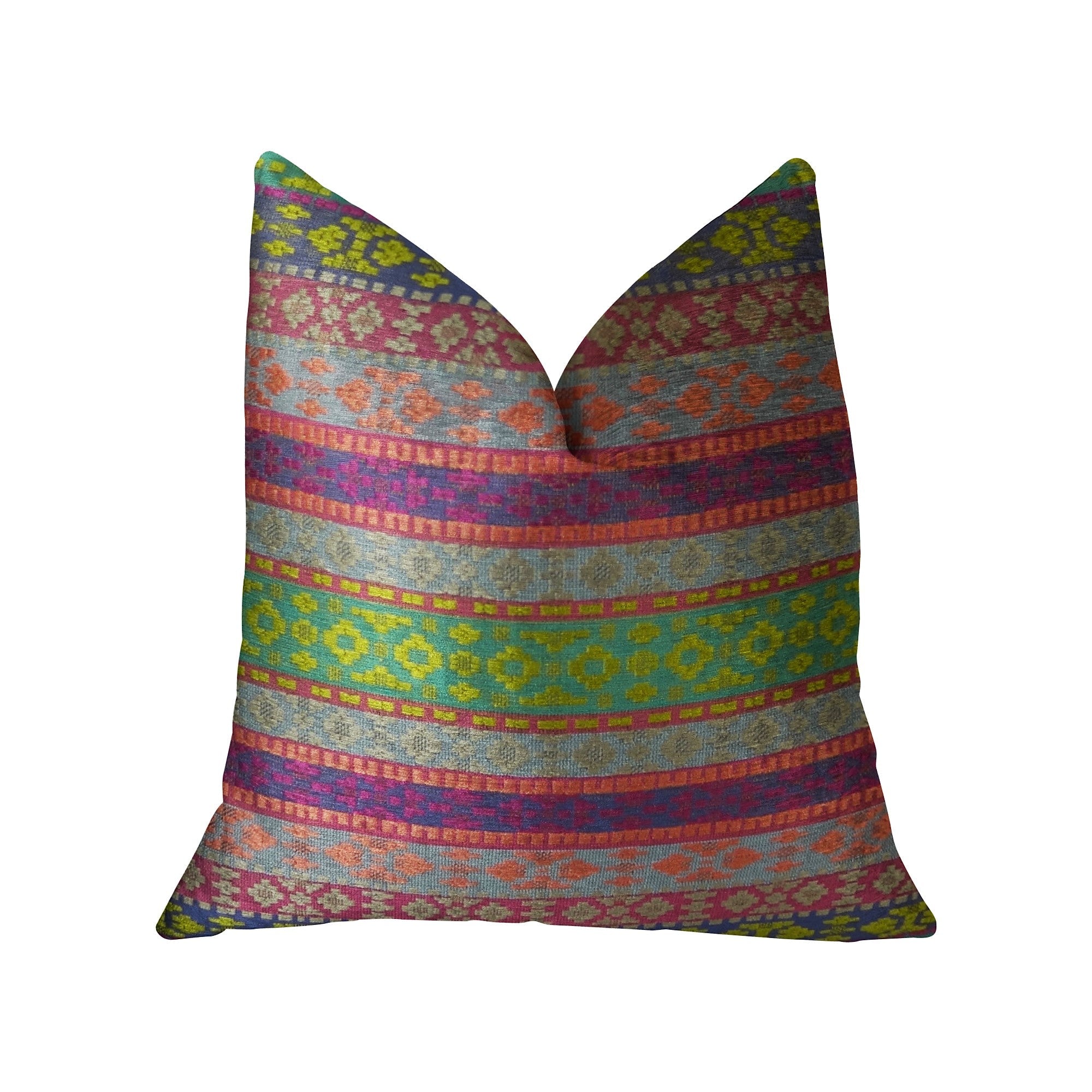 Avalanche Magenta Green and Blue Handmade Luxury Pillow-0