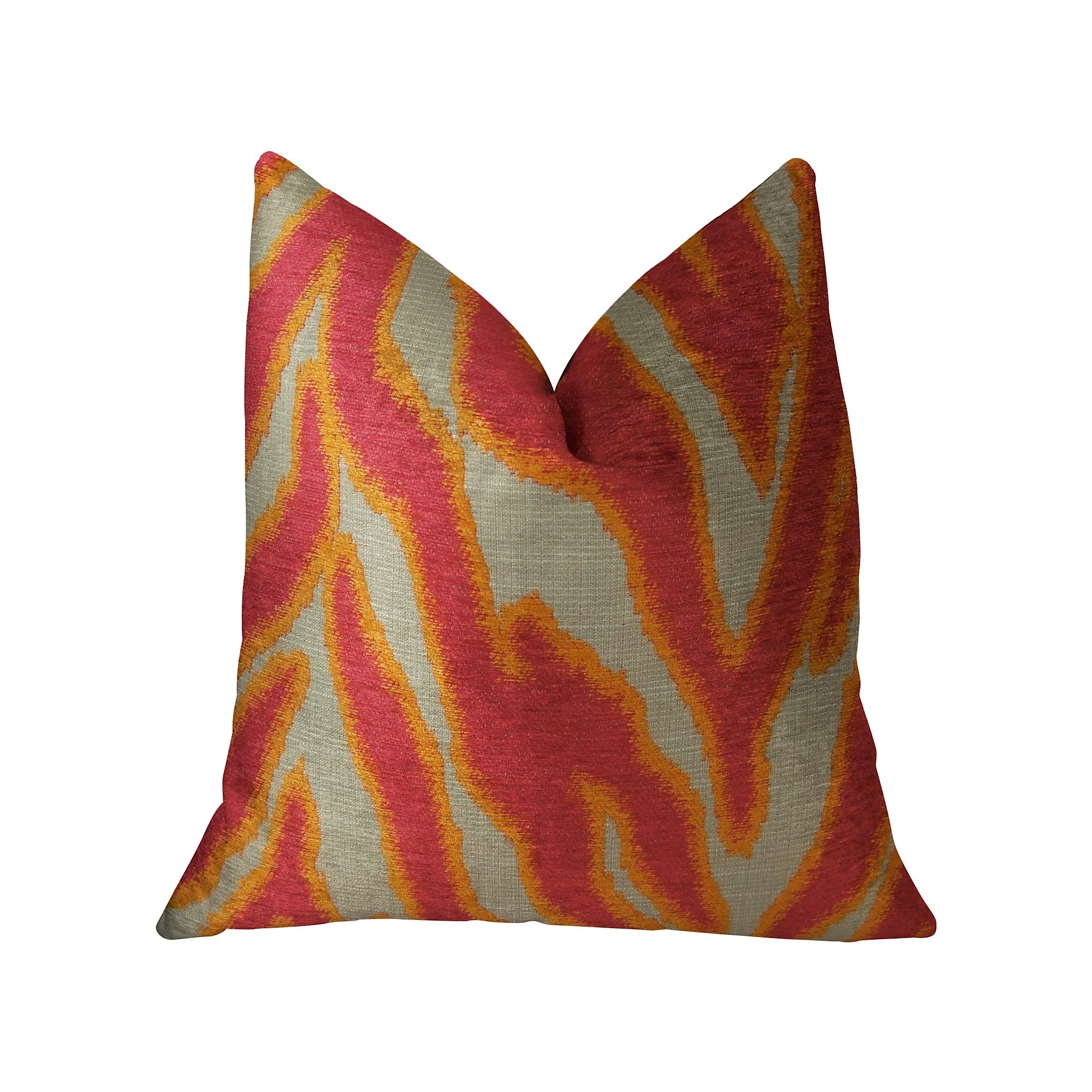 Fuchsia Fire Fuchsia Orange and Taupe Handmade Luxury Pillow-0