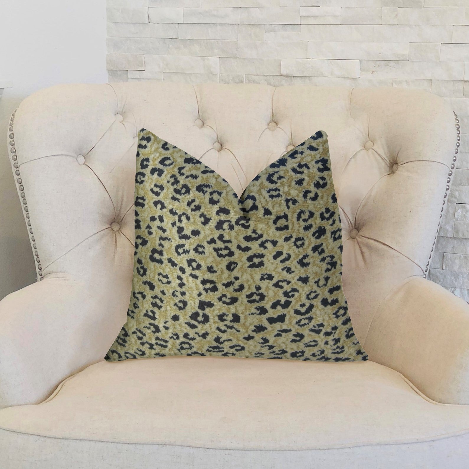 Cheetah Spots Cream and Black Handmade Luxury Pillow-1