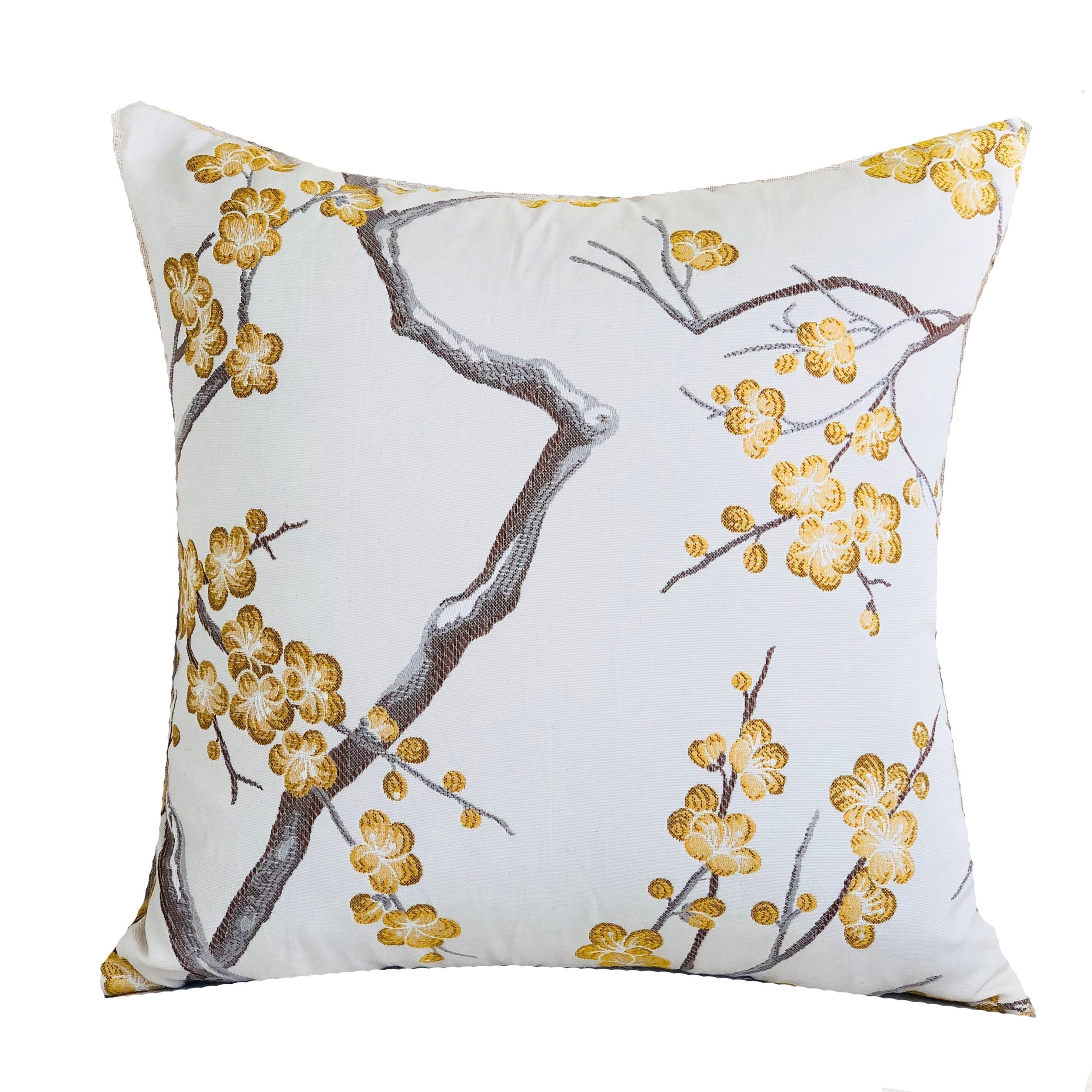 Yellow Blossom Yellow and Gray Handmade Luxury Pillow-0