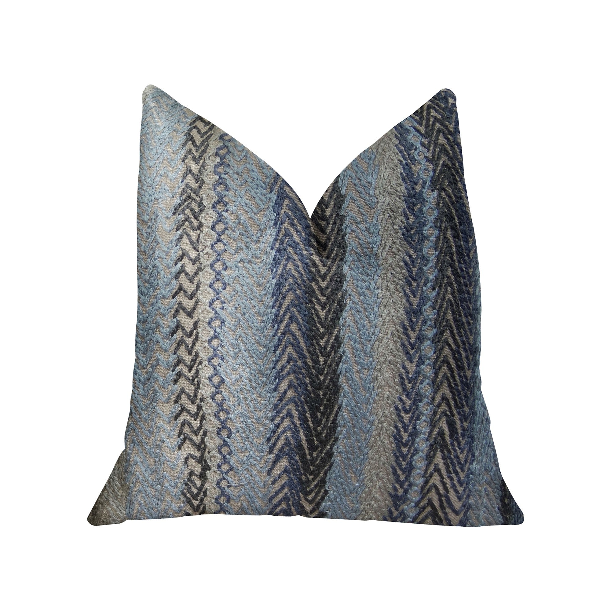 Blue Gate Gray Blue and Taupe Handmade Luxury Pillow-0