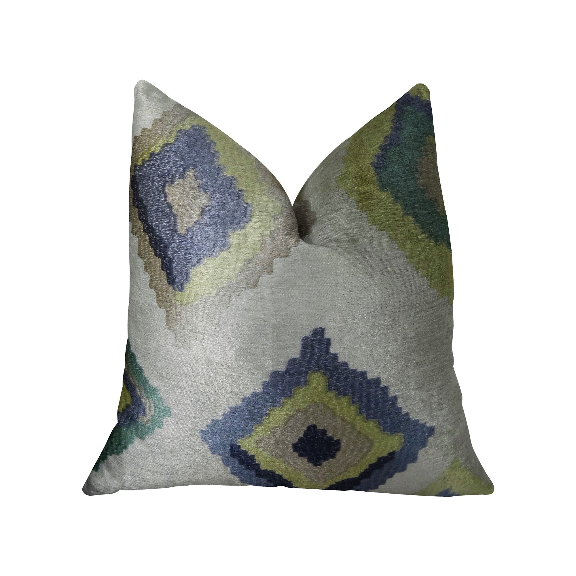 White Navy and Lime Handmade Luxury Pillow-0