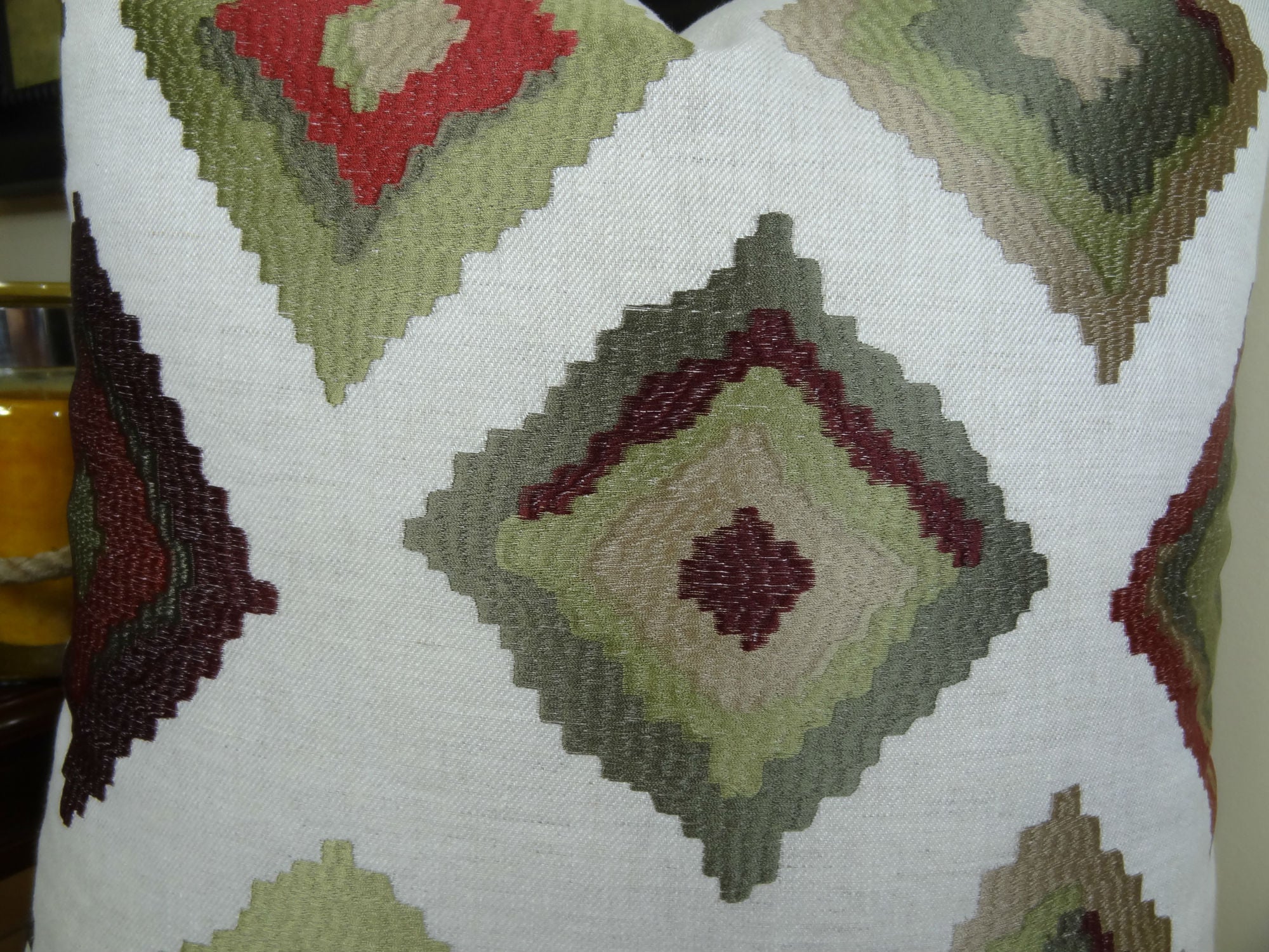 Earth Crust White Green and Red Handmade Luxury Pillow-2