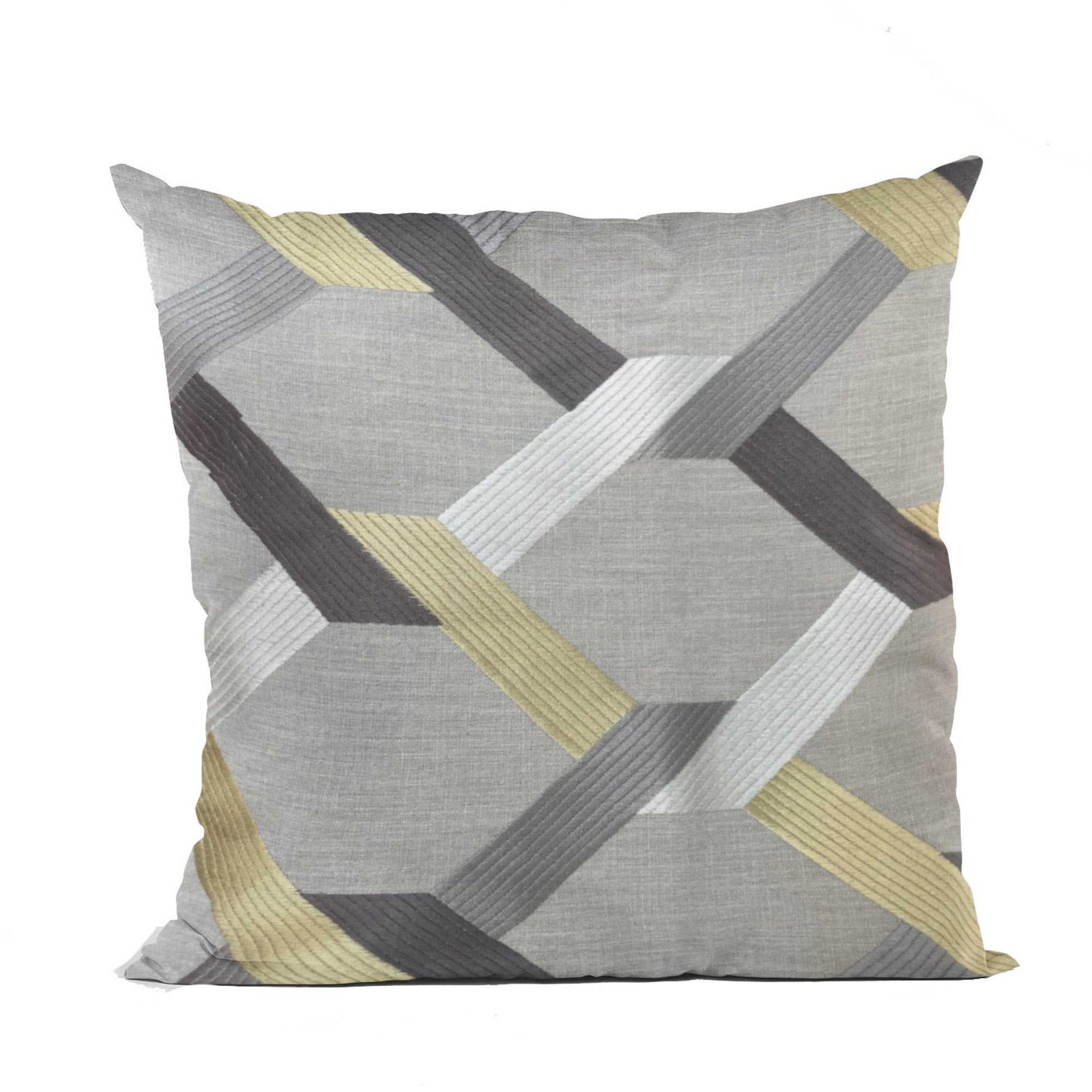 Valencia White Gold and Taupe Handmade Luxury Pillow-0