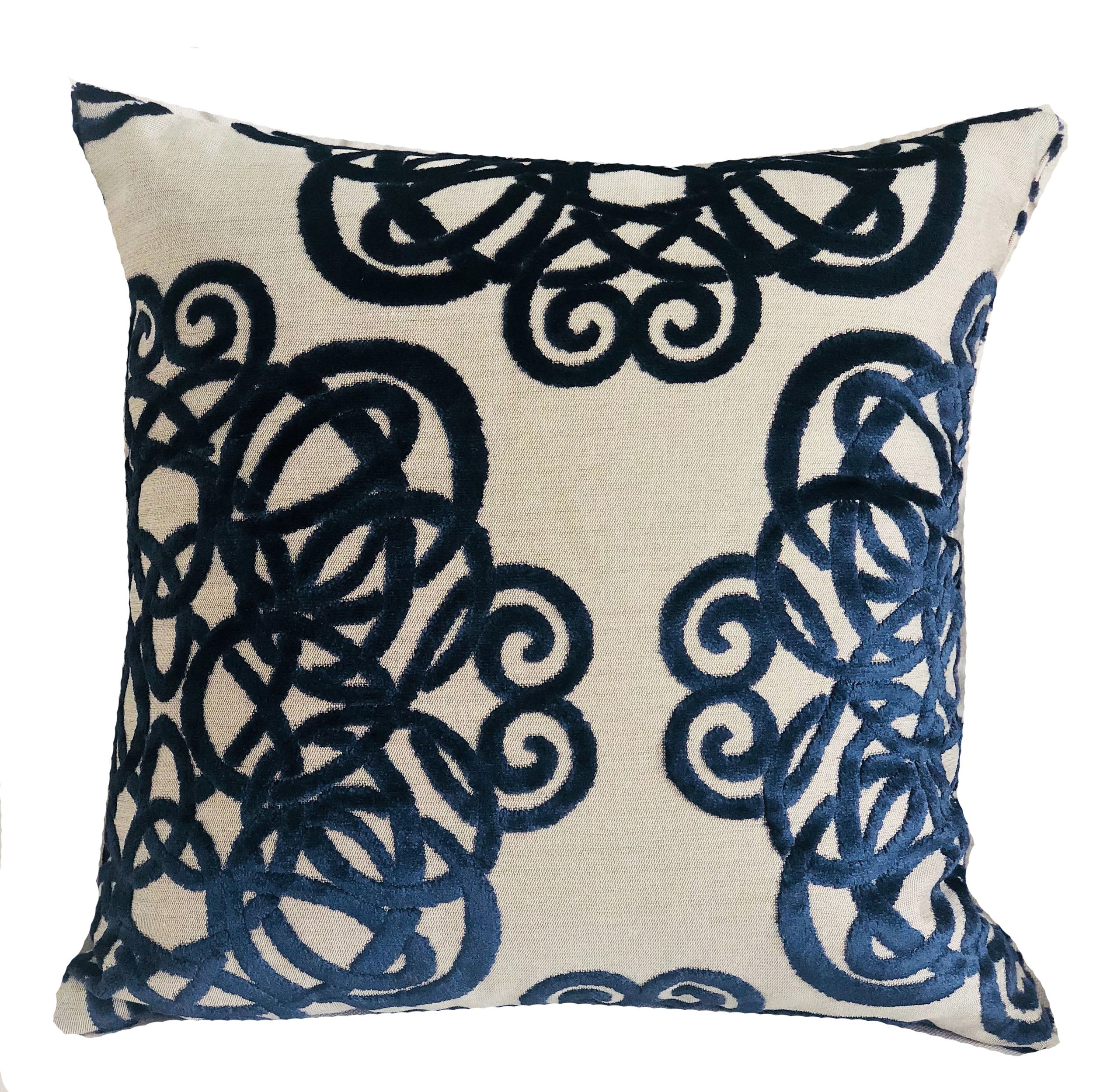 Serendepity  Navy and Taupe Handmade Luxury Pillow-0