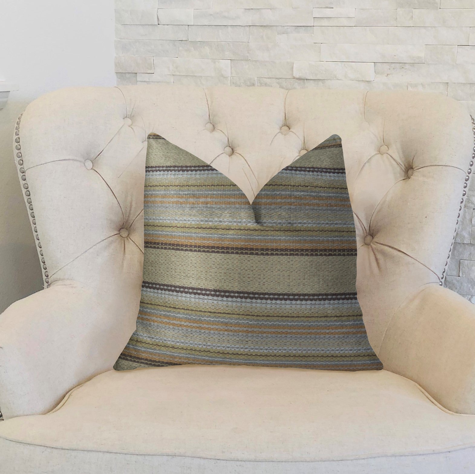 Lexington Park Taupe and Brown Handmade Luxury Pillow-1