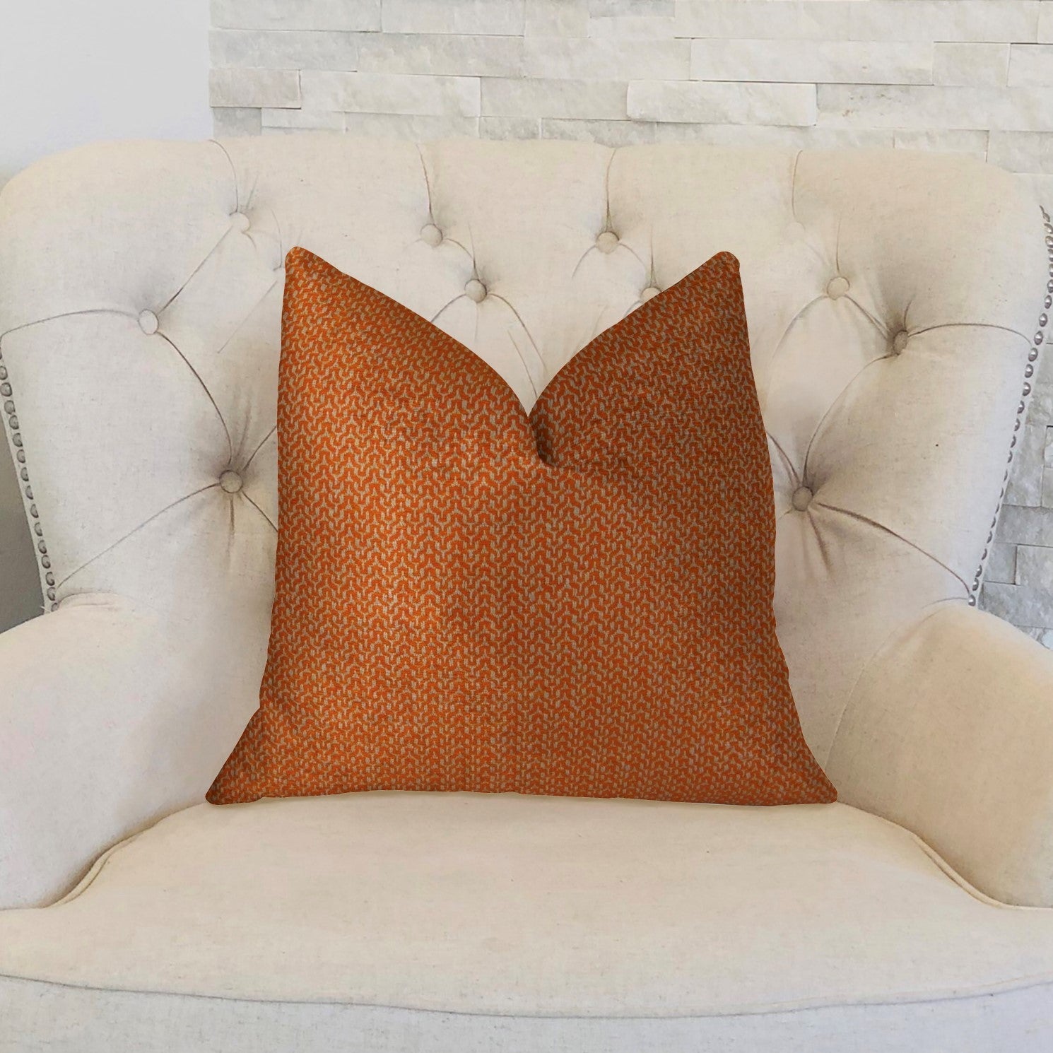 Kashmiri Oak Orange and Taupe Handmade Luxury Pillow-1