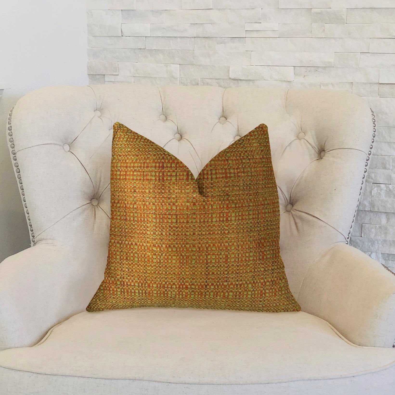 Melbourne Orange and Mint Handmade Luxury Pillow-1