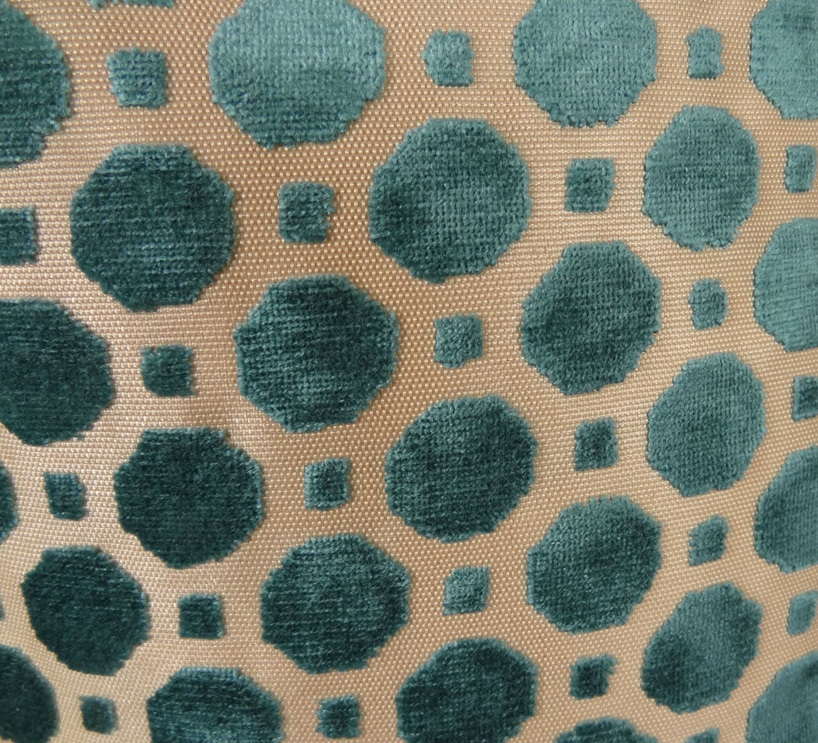 Velvet Aquamarine Turquoise and Taupe Handmade Luxury Pillow-2