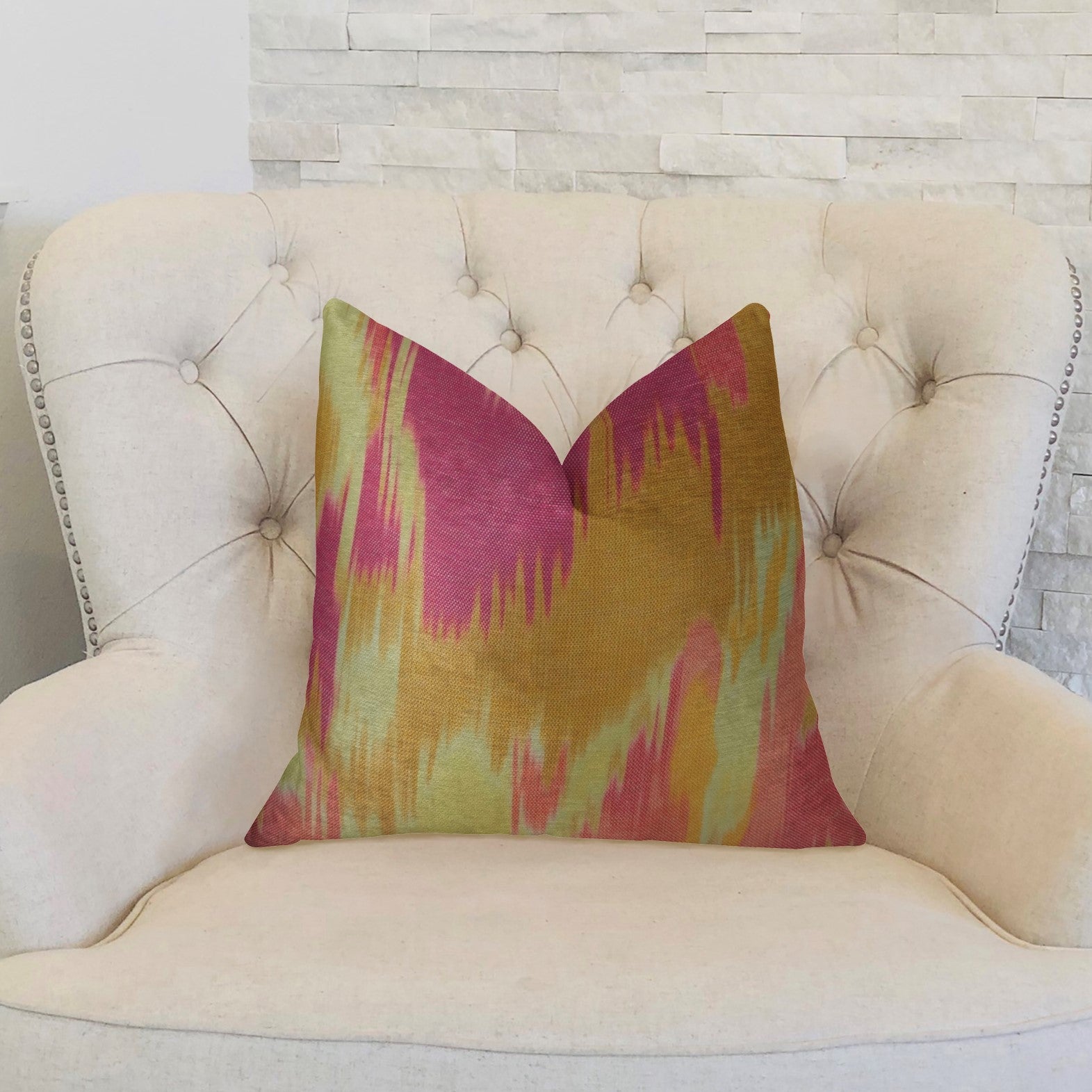 Electra Magenta Orange and Cream Handmade Luxury Pillow-1