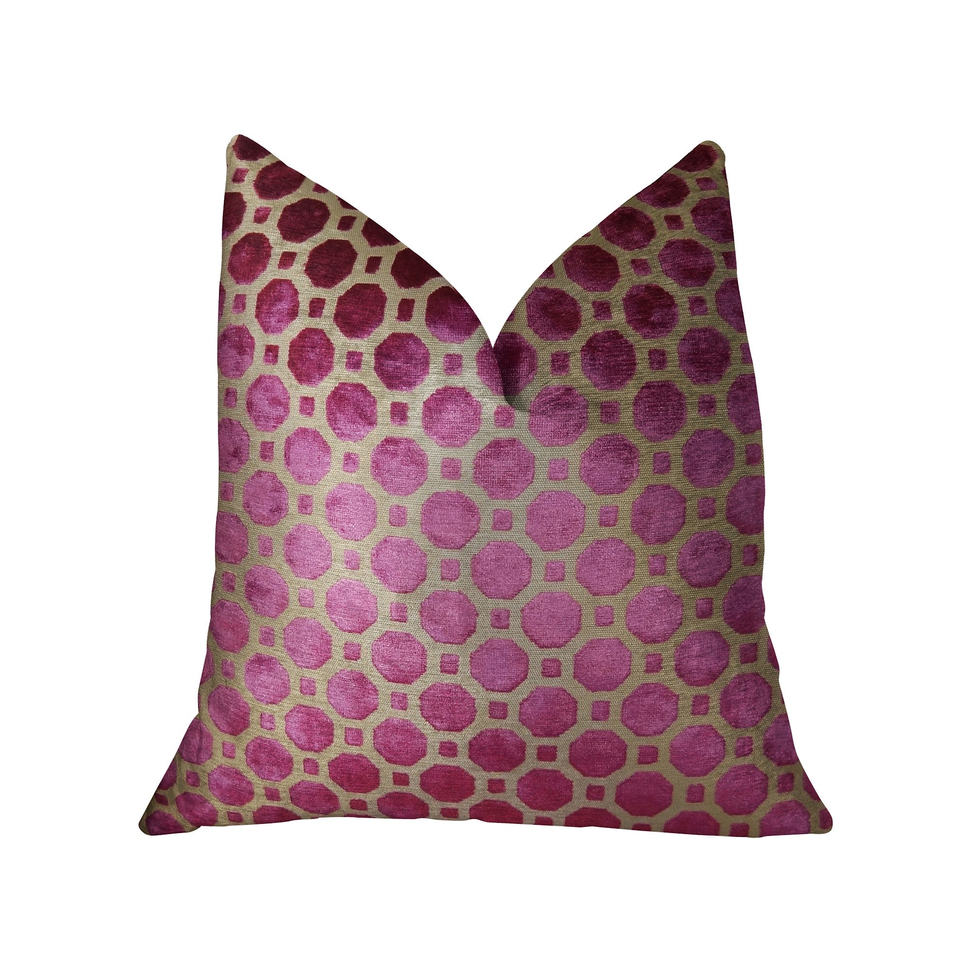 Velvet Plum Magenta and Taupe Handmade Luxury Pillow-0