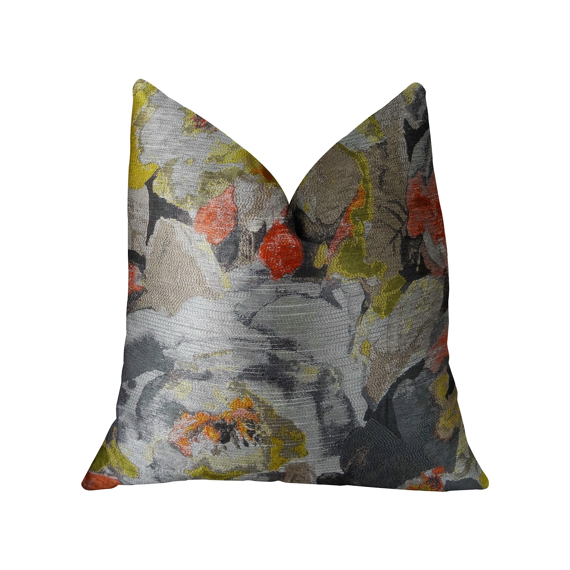 Fairy Garden  Gray Yellow and Coral Handmade Luxury Pillow-0