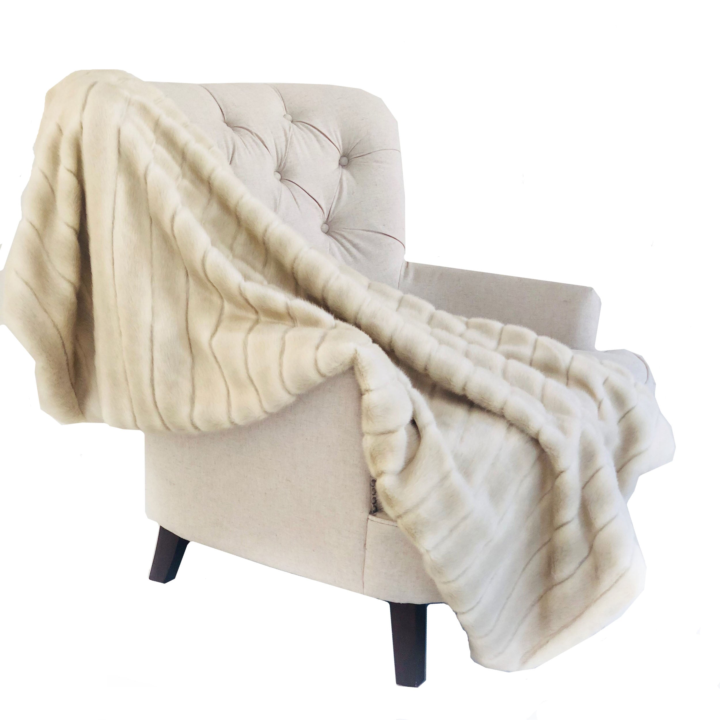 Fancy Mink Faux Fur Ivory Luxury Throw-0